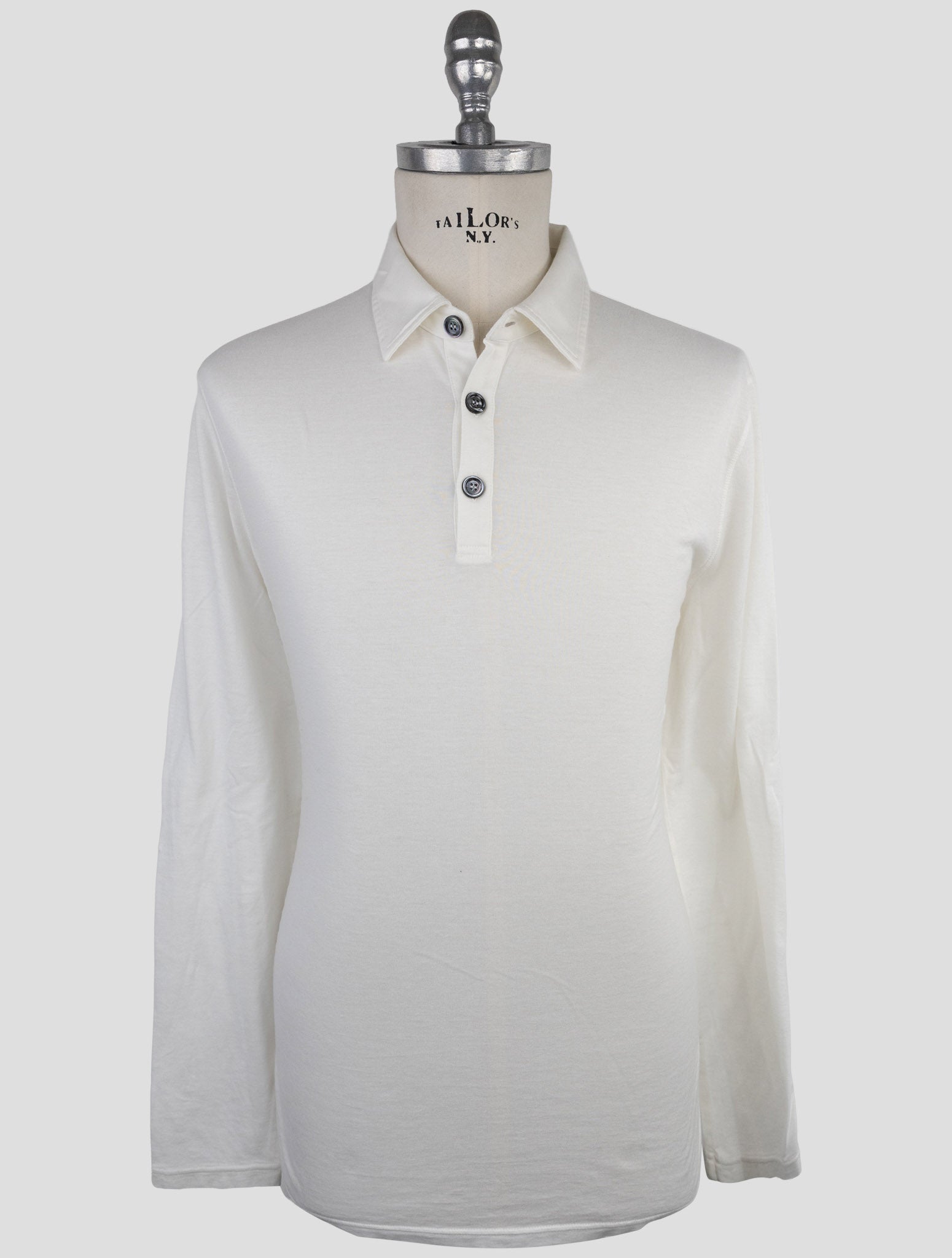 Kiton White Cotton Cashemere Sweater Polo