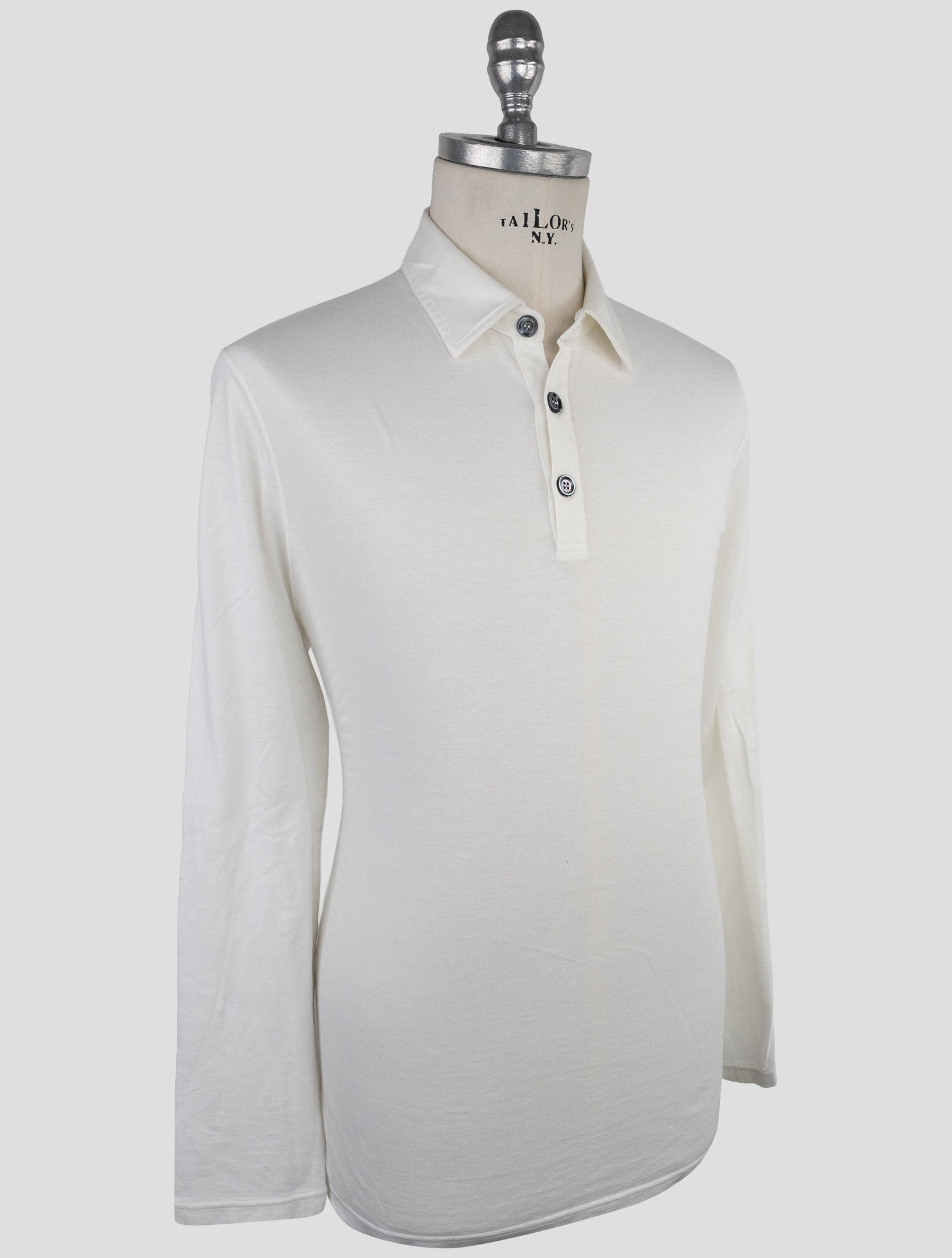 Kiton White Cotton Cashemere Sweater Polo