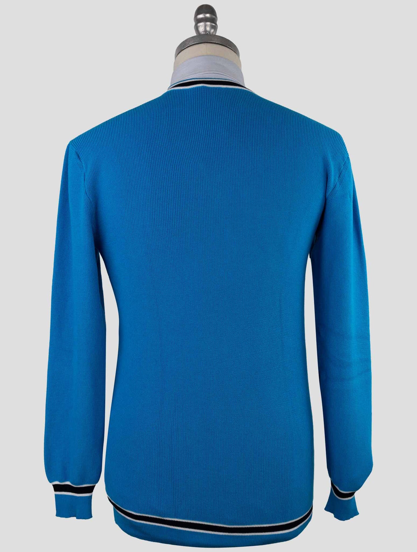 Kiton Light Blue Cotton Sweater V-Neck