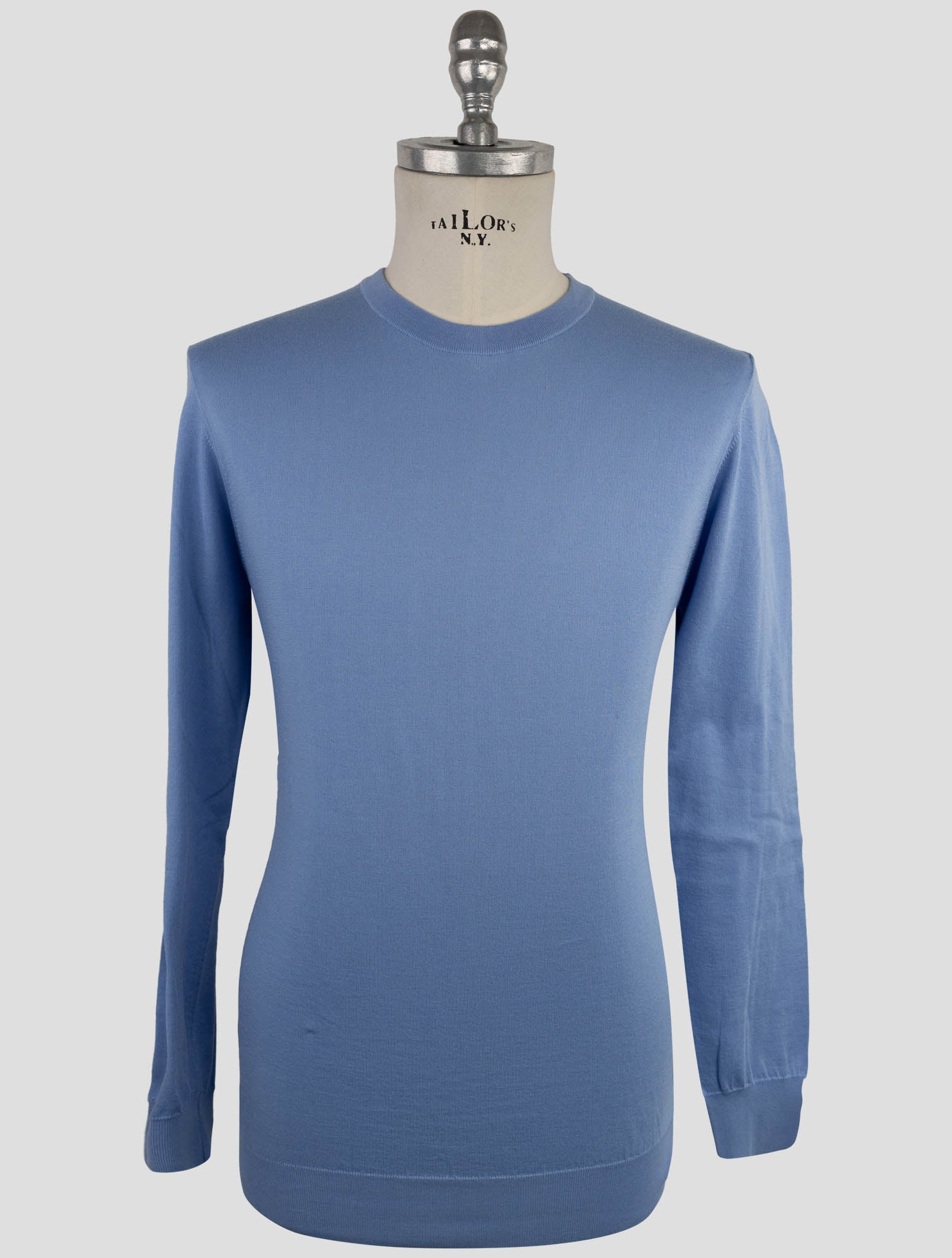 Kiton Light Blue Cotton Sweater Crewneck