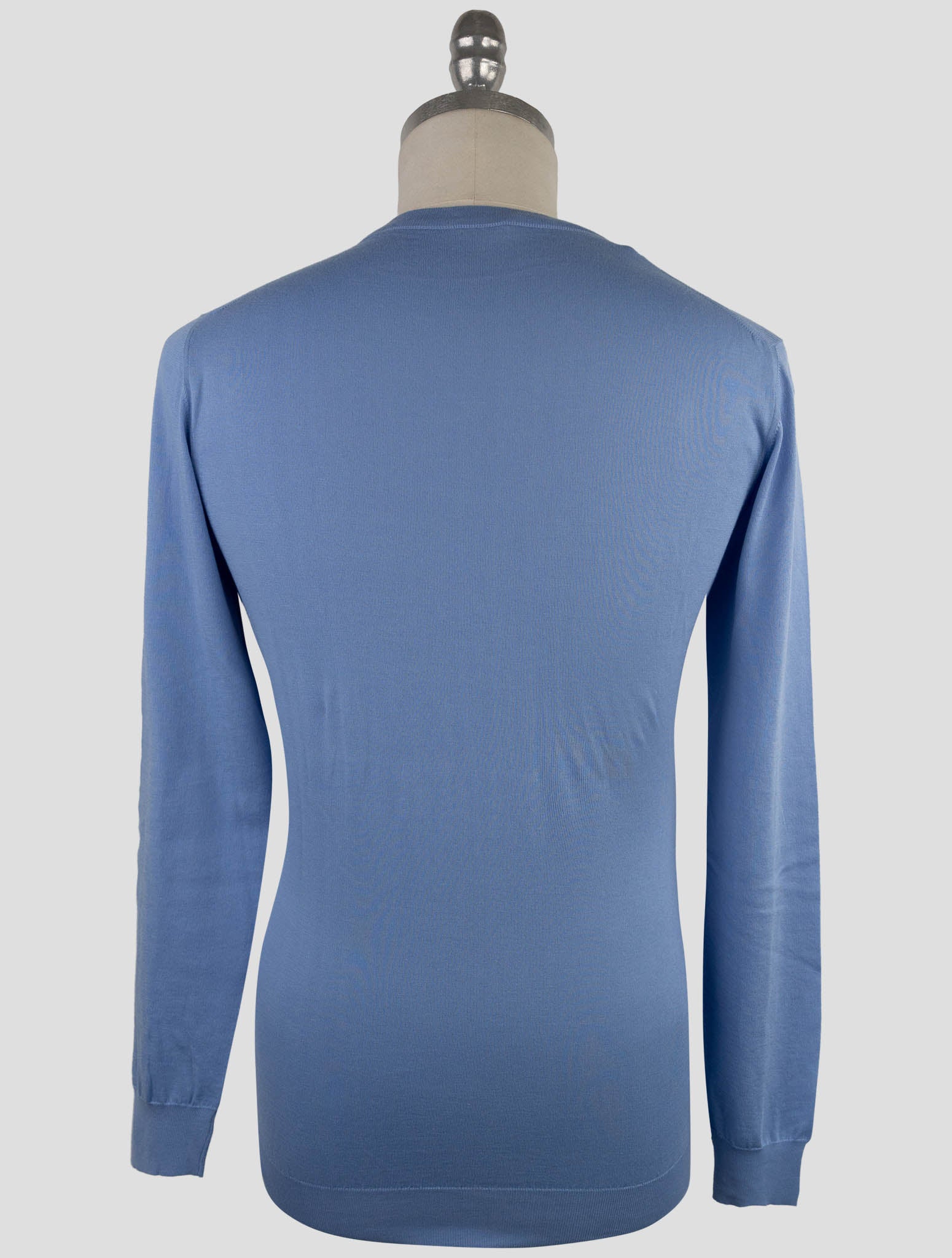 Kiton Light Blue Cotton Sweater Crewneck