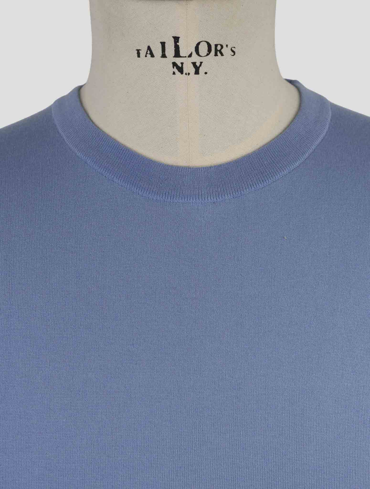 Kiton Light Blue Cotton Sweater Crewneck