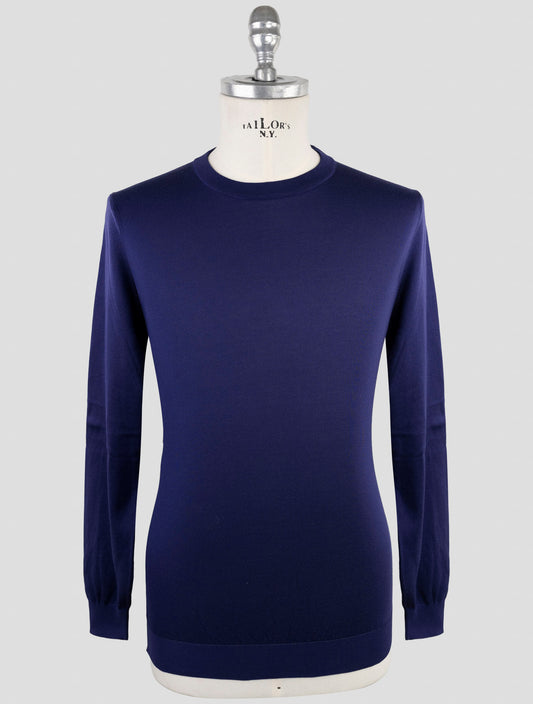 Kiton Blue Silk Sweater Crewneck