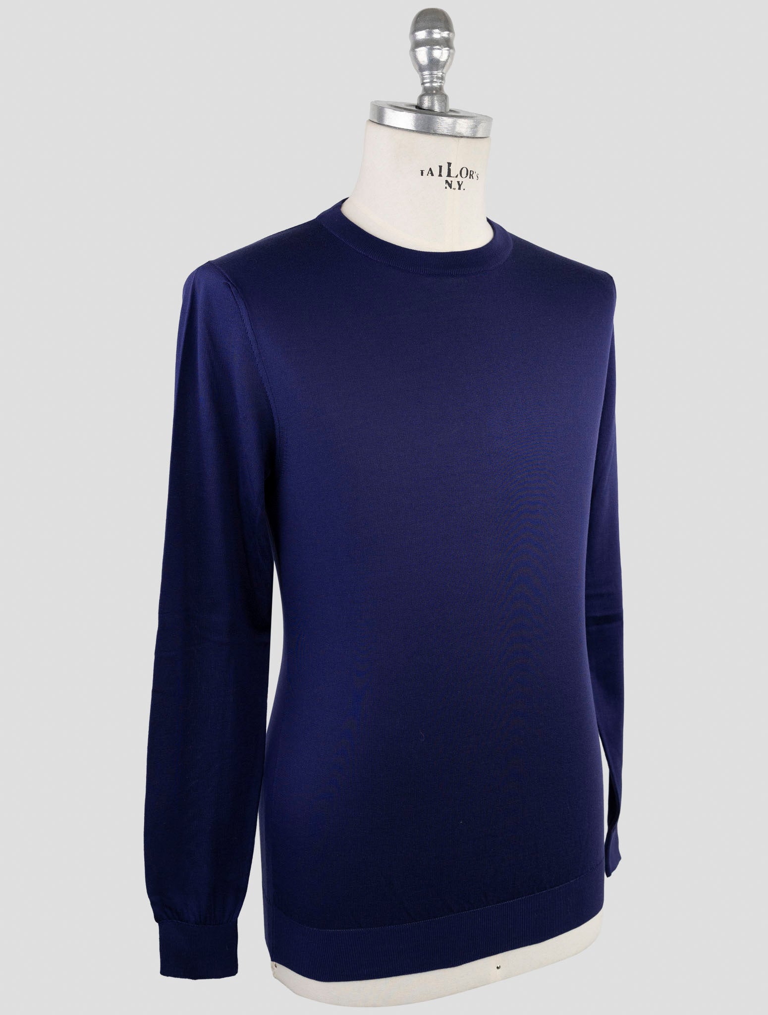 Kiton Blue Silk Sweater Crewneck