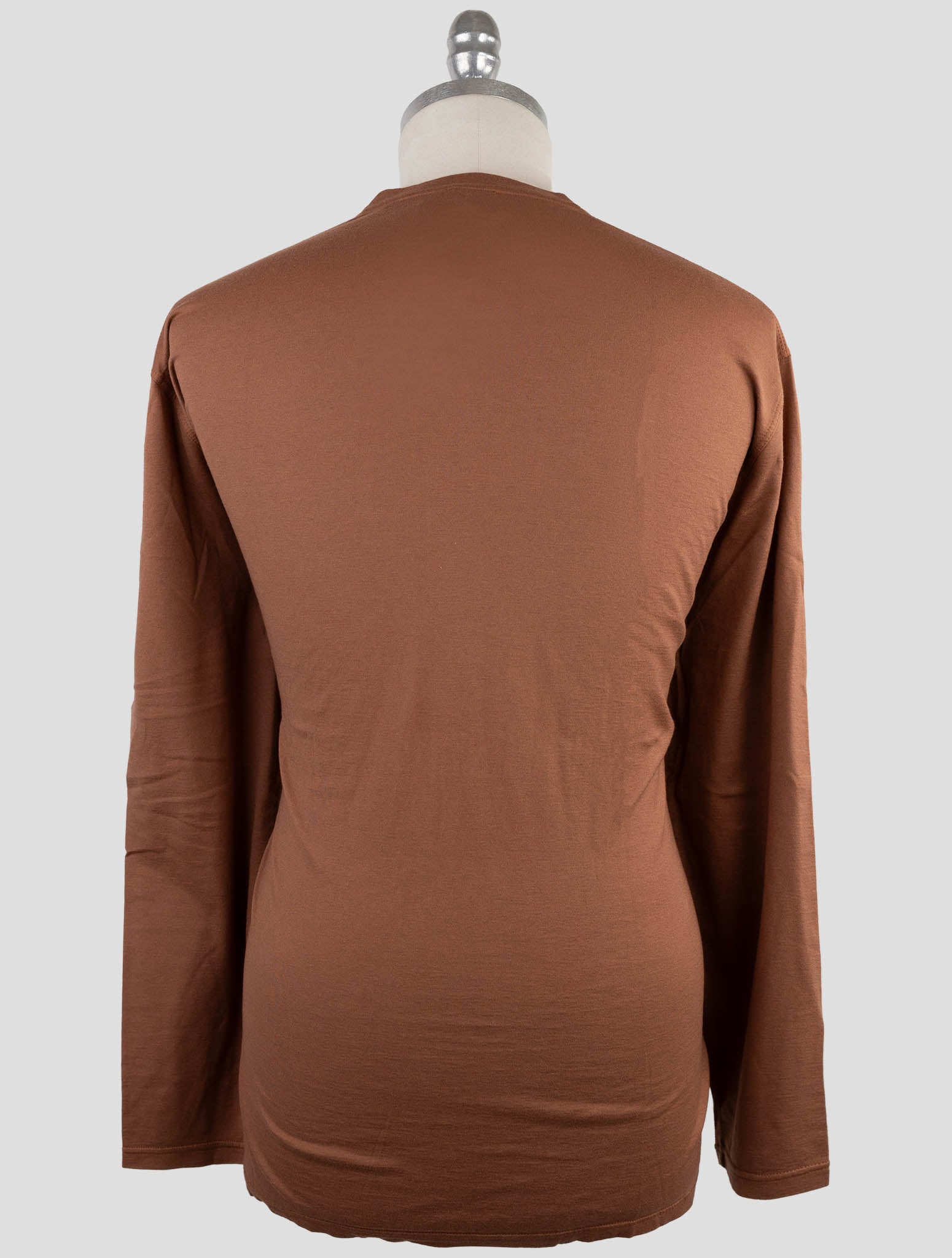 Kiton Brown Cotton Cashmere Sweater Crewneck