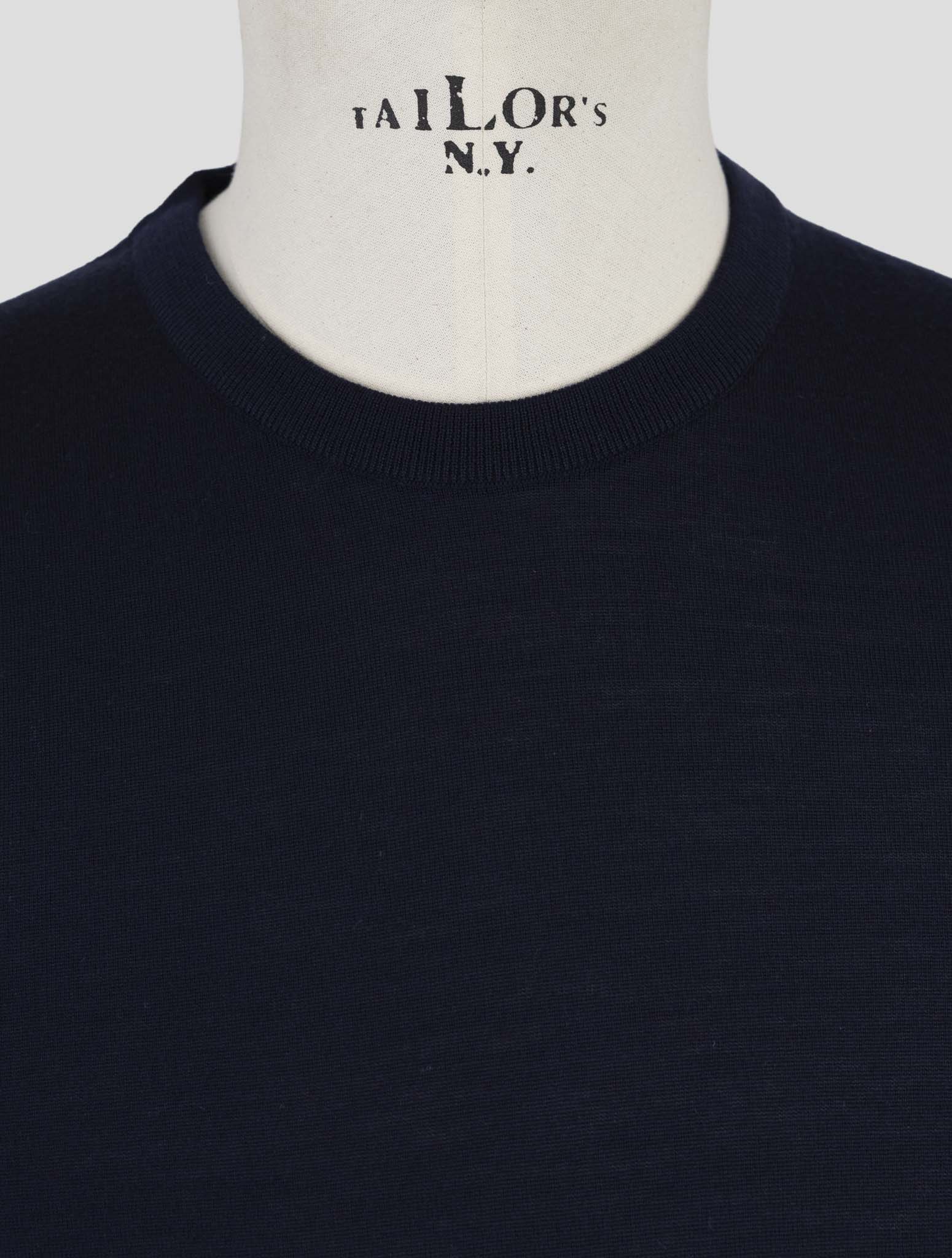 Kiton Blue Wool Sweater Crewneck