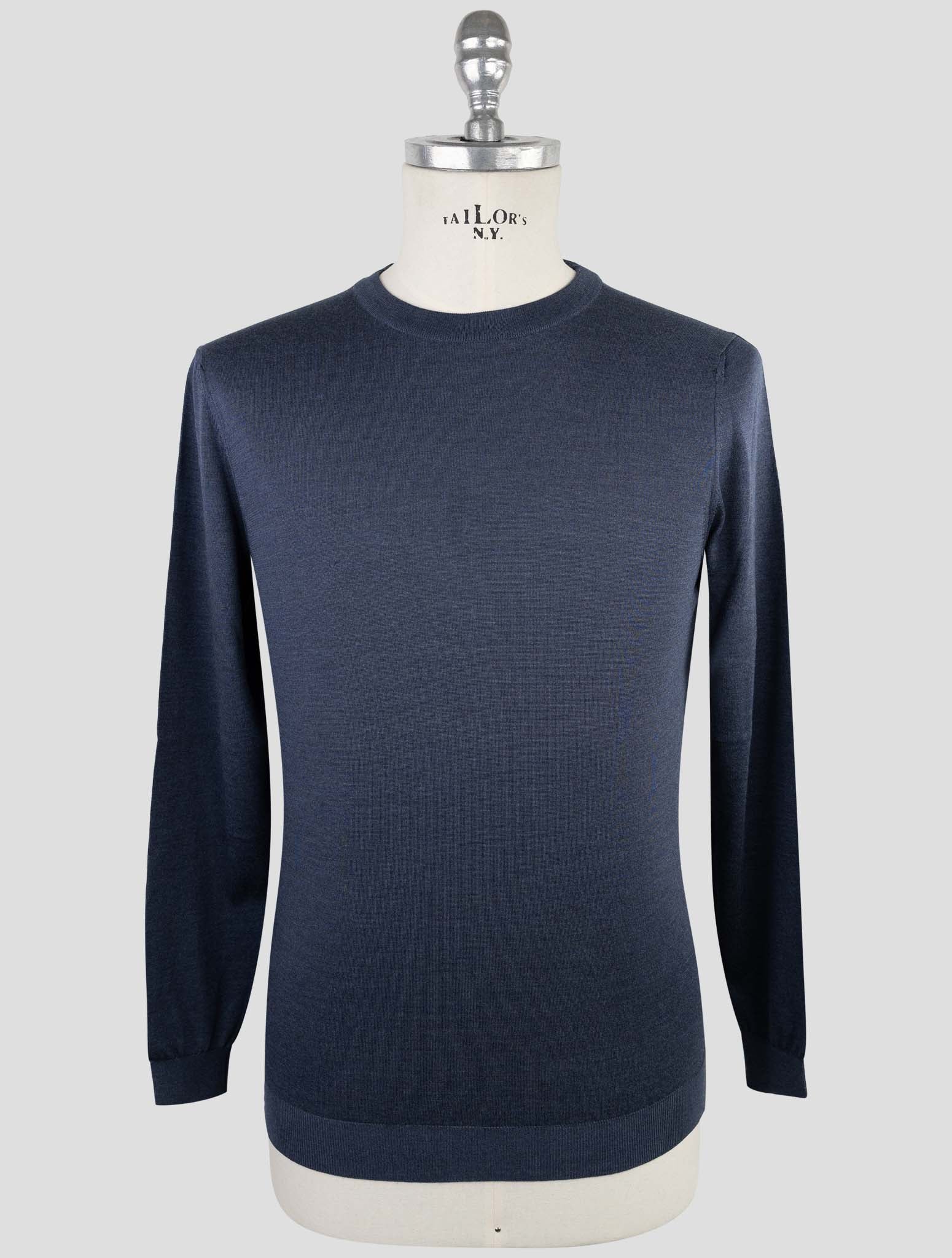 Kiton Blue Silk Sweater Crewneck