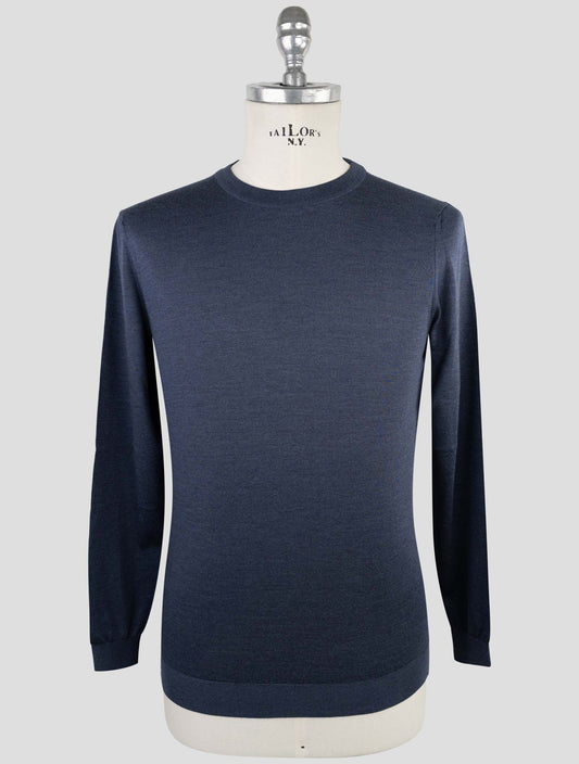 Kiton Blue Silk Sweater Crewneck