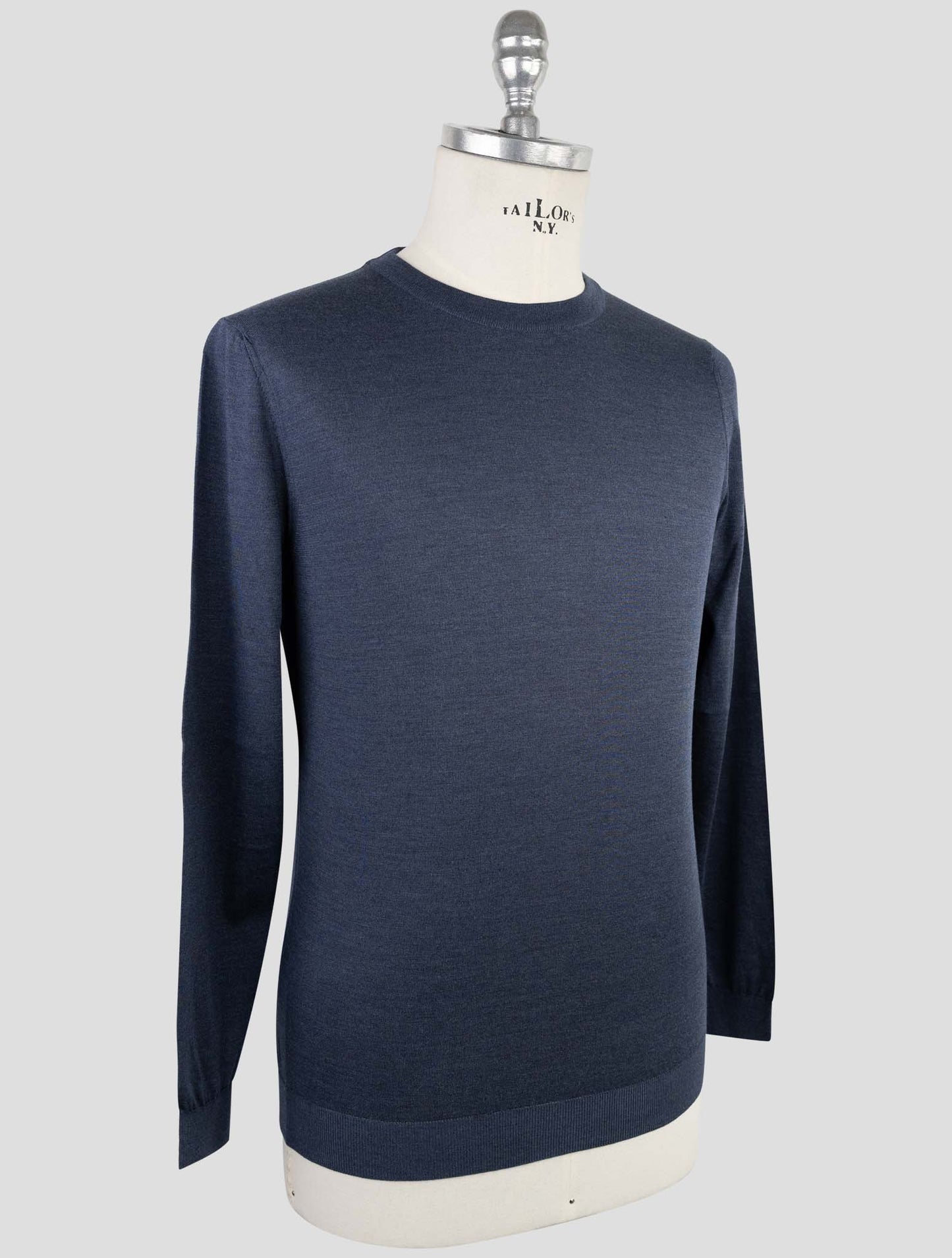 Kiton Blue Silk Sweater Crewneck