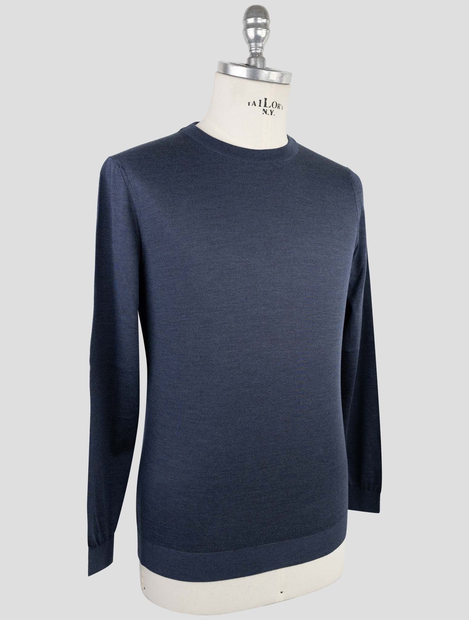 Kiton Blue Silk Sweater Crewneck