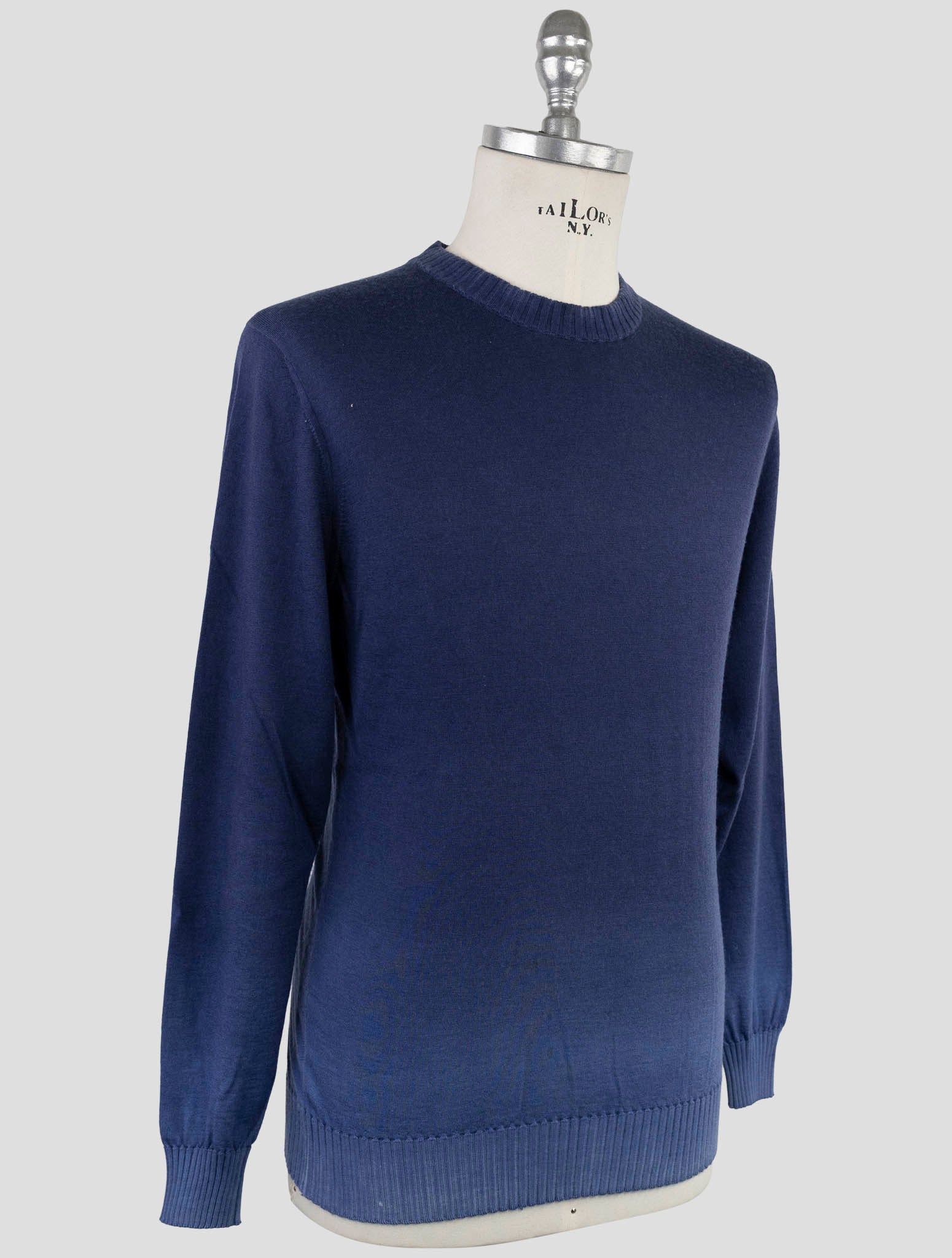 Kiton Blue Cashmere Silk Sweater Crewneck