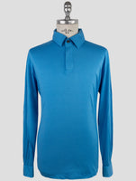 Kiton Light Blue Silk Cotton Sweater Polo