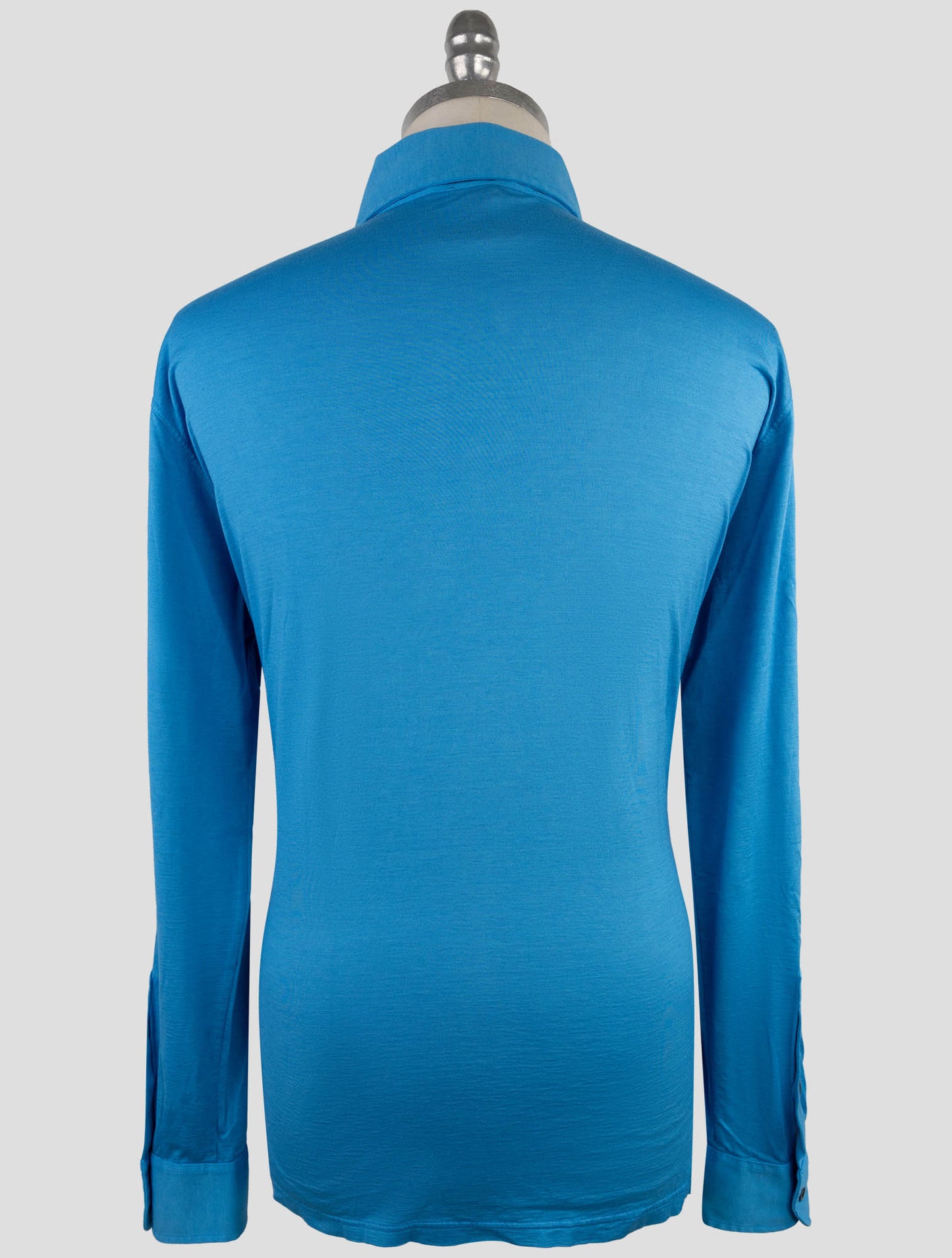 Kiton Light Blue Silk Cotton Sweater Polo