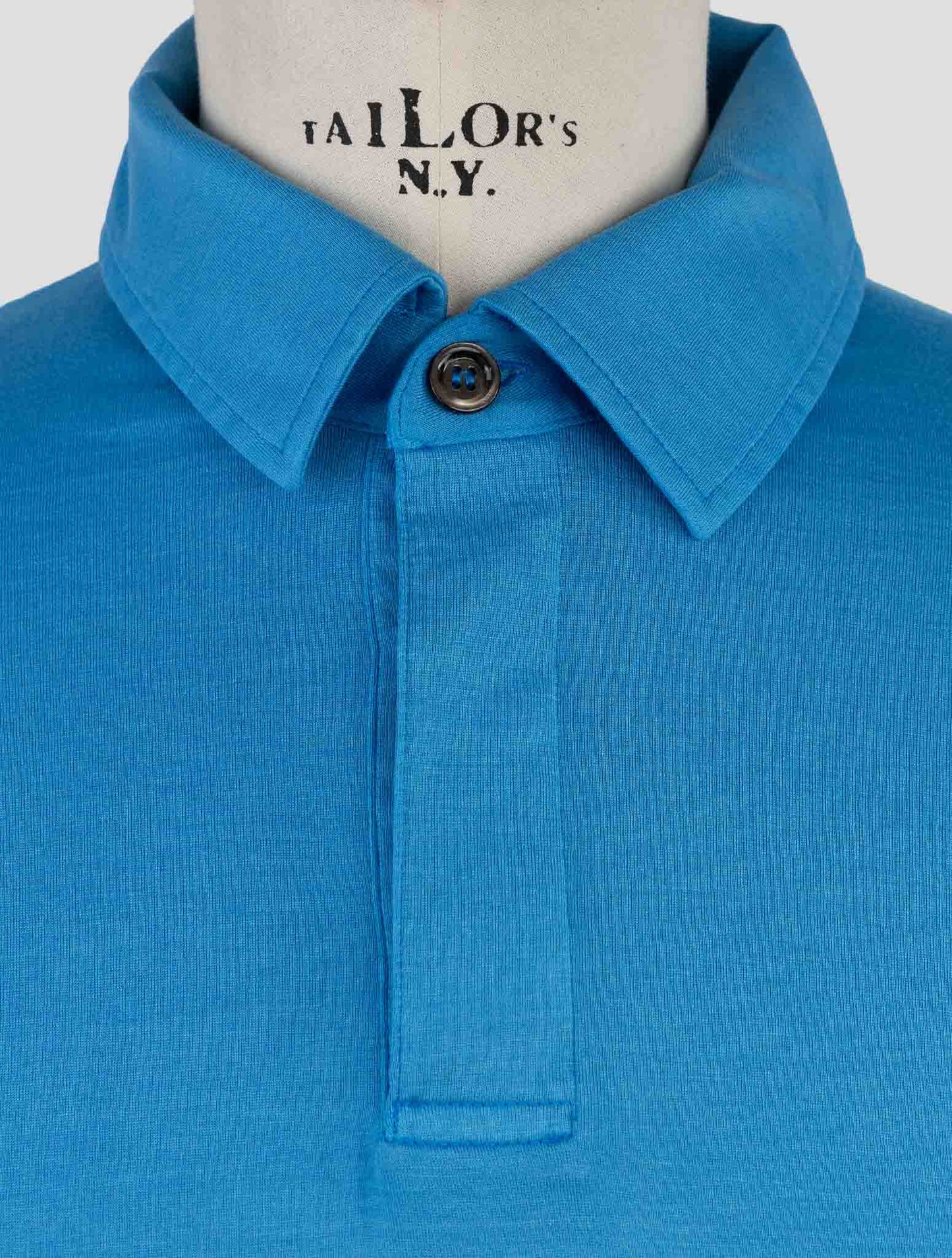 Kiton Light Blue Silk Cotton Sweater Polo