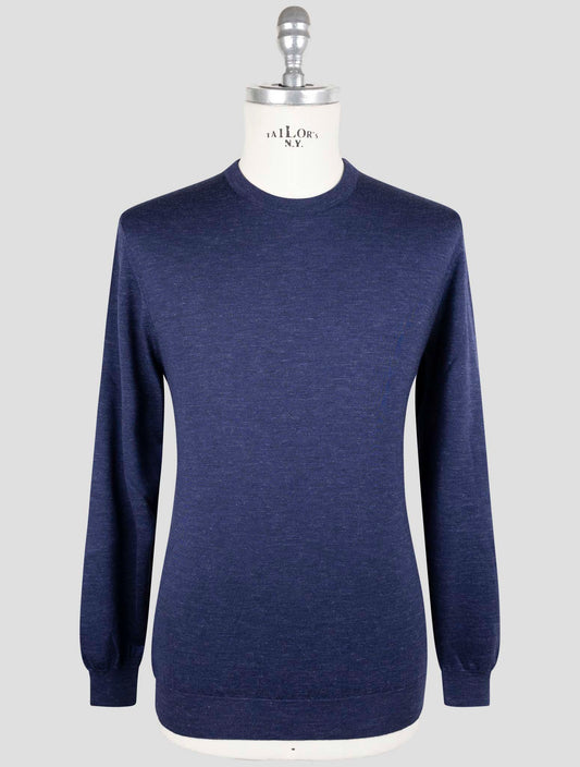 Kiton Blue Cotton Sweater Crewneck