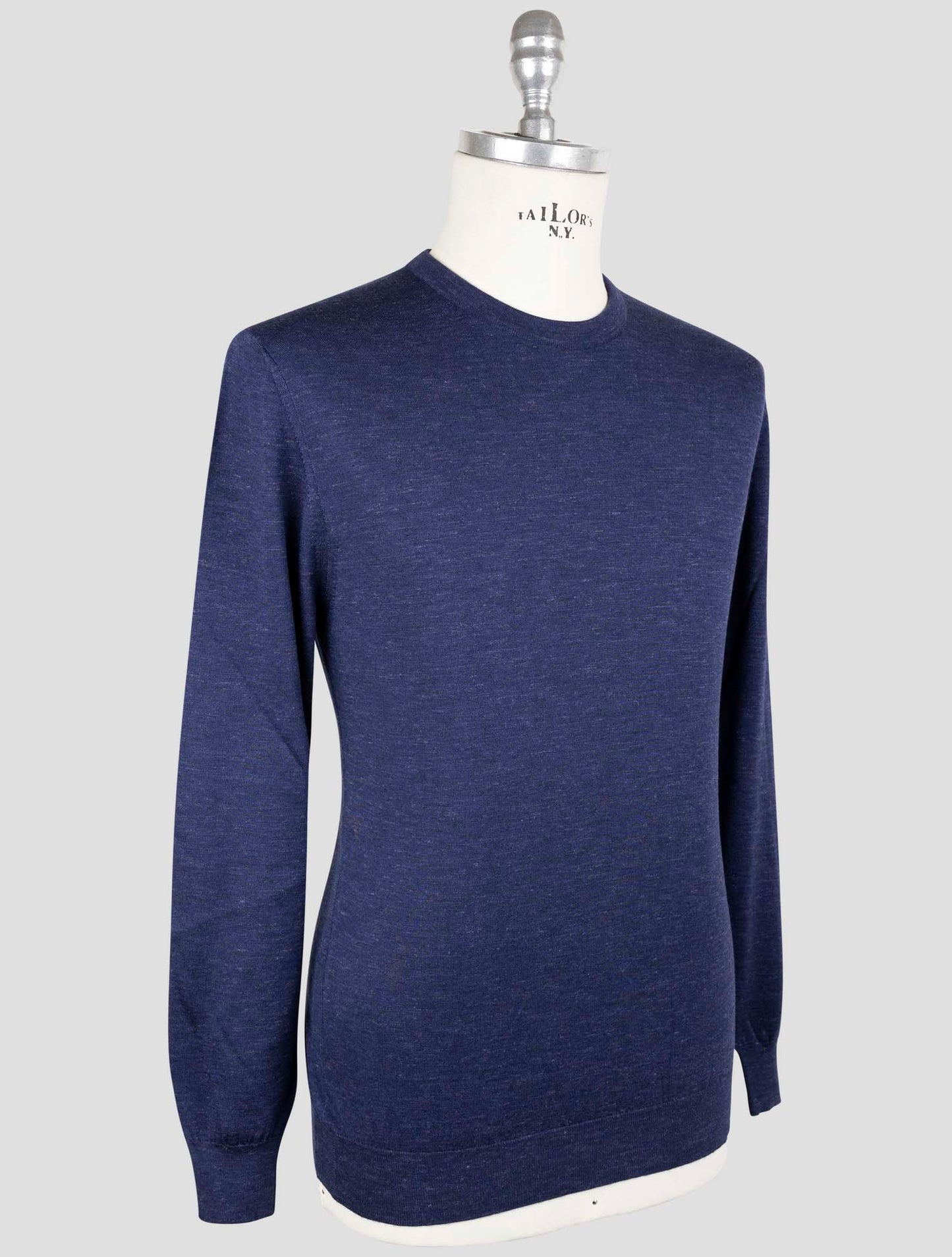 Kiton Blue Cotton Sweater Crewneck