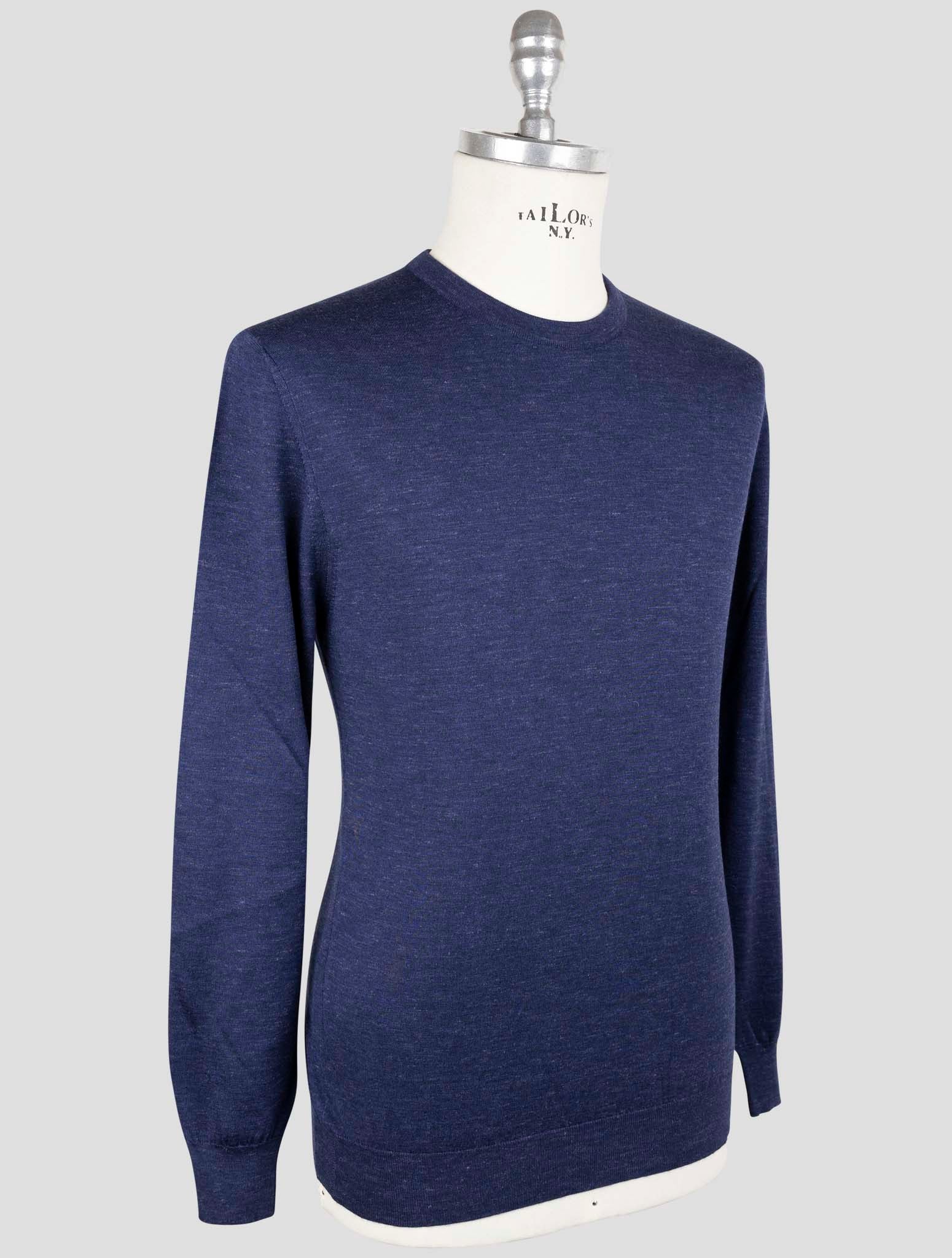 Kiton Blue Cotton Sweater Crewneck