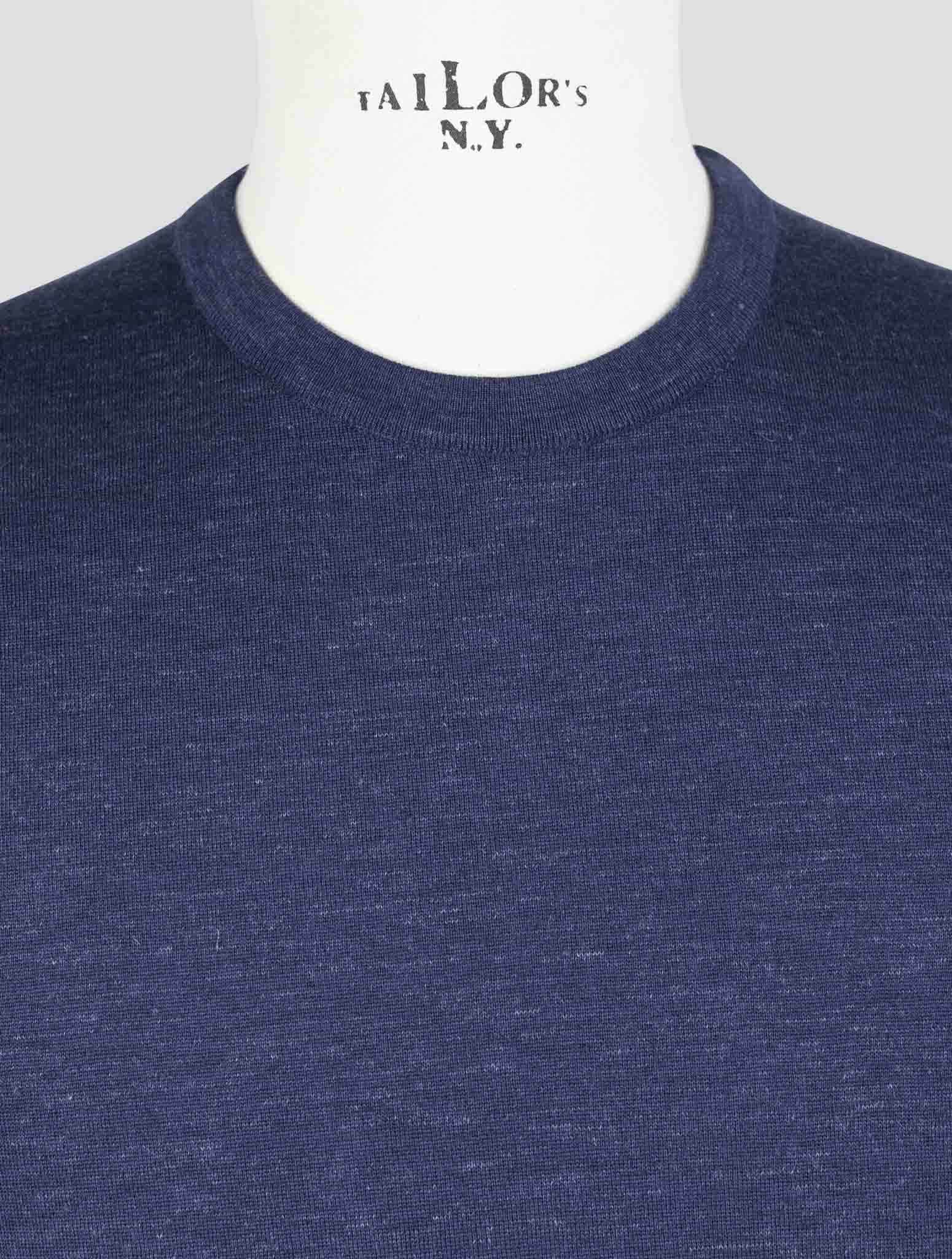 Kiton Blue Cotton Sweater Crewneck