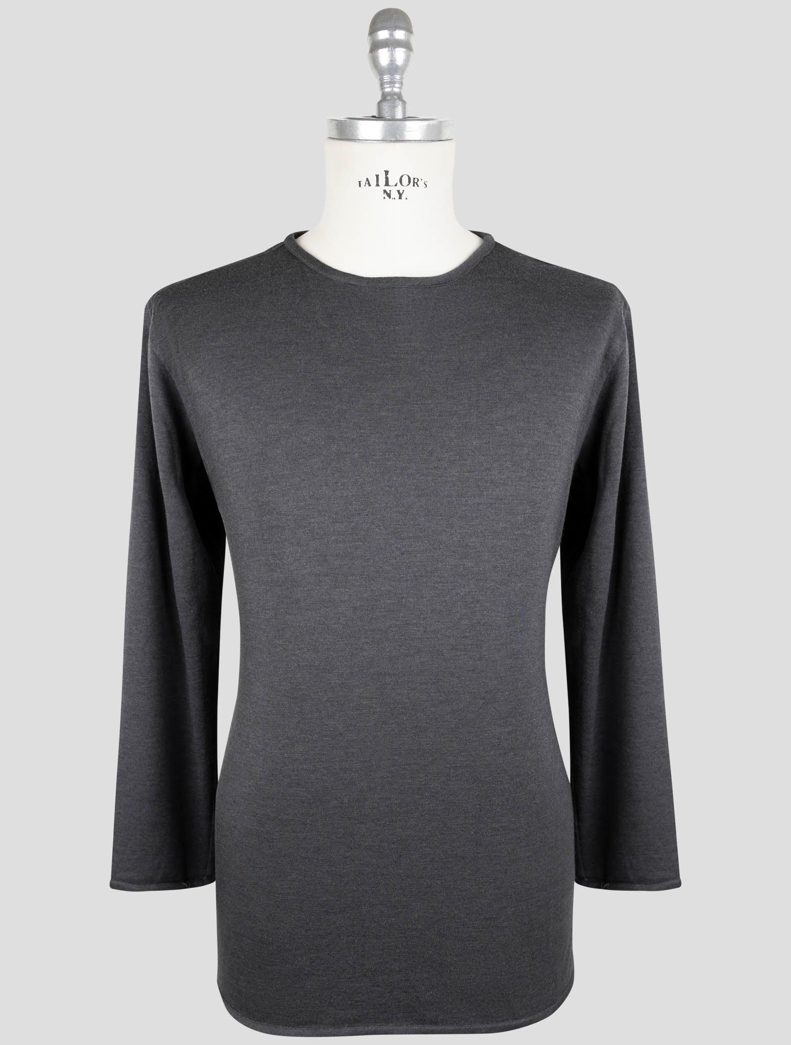 Kiton Gray Cashmere Silk Sweater Crewneck