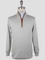 Kiton Gray Cotton Sweater Half Zip