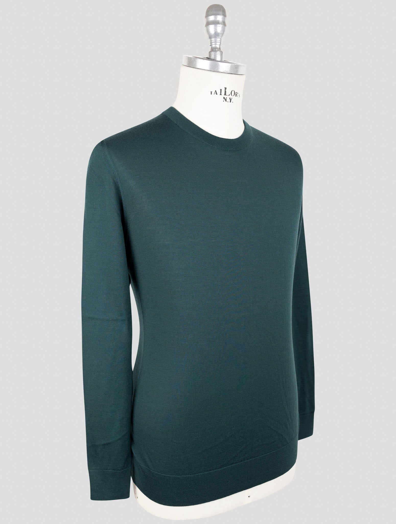 Kiton Green Wool 14 Micron Sweater Crewneck