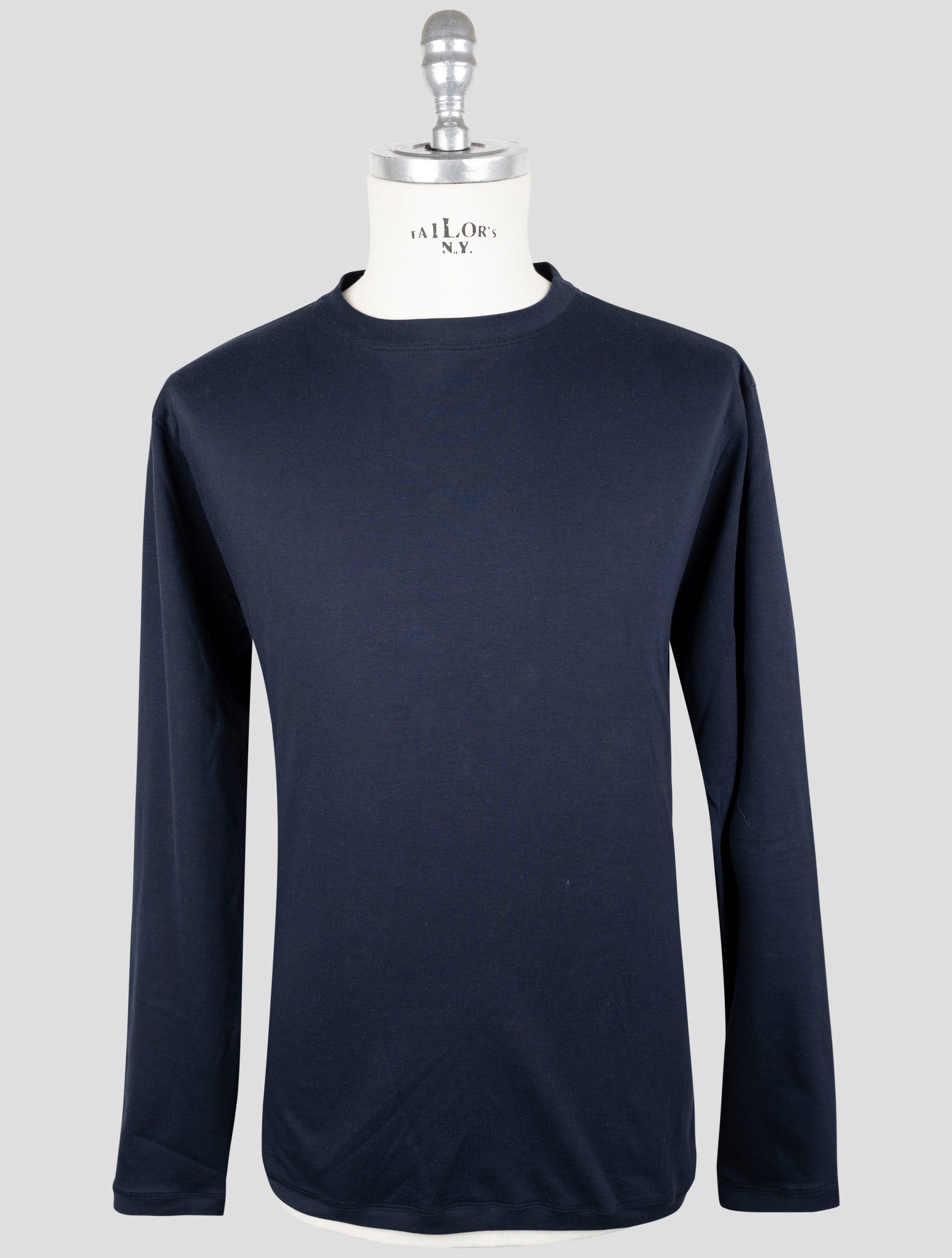 Kiton Blue Cotton Sweater Crewneck