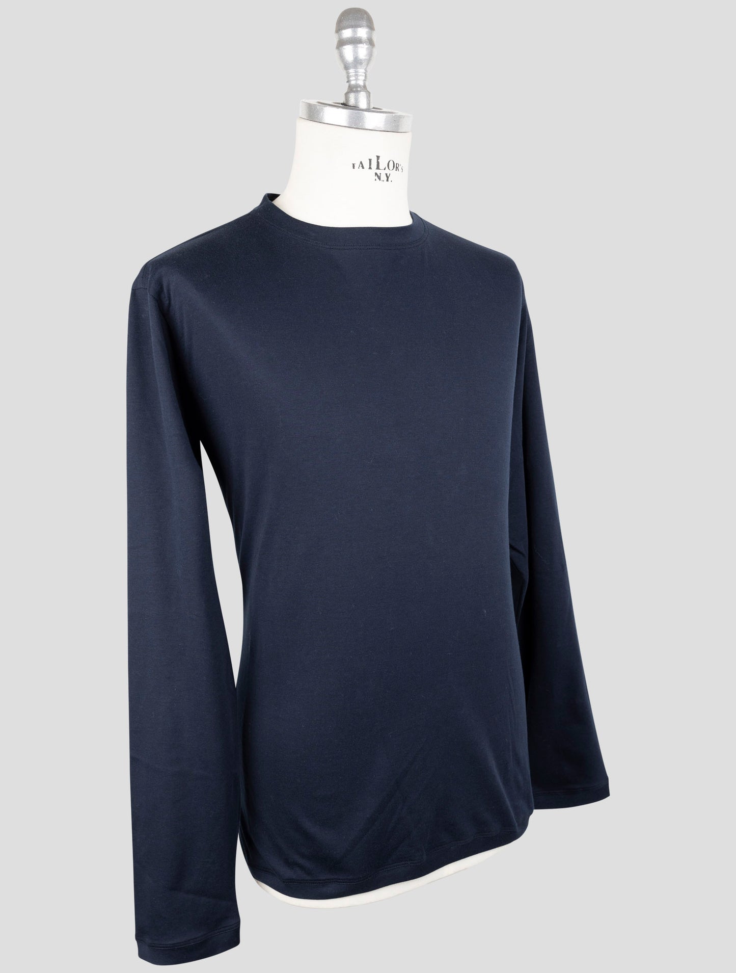 Kiton Blue Cotton Sweater Crewneck