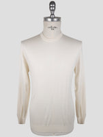Kiton White Silk Cashmere Linen Sweater Crewneck