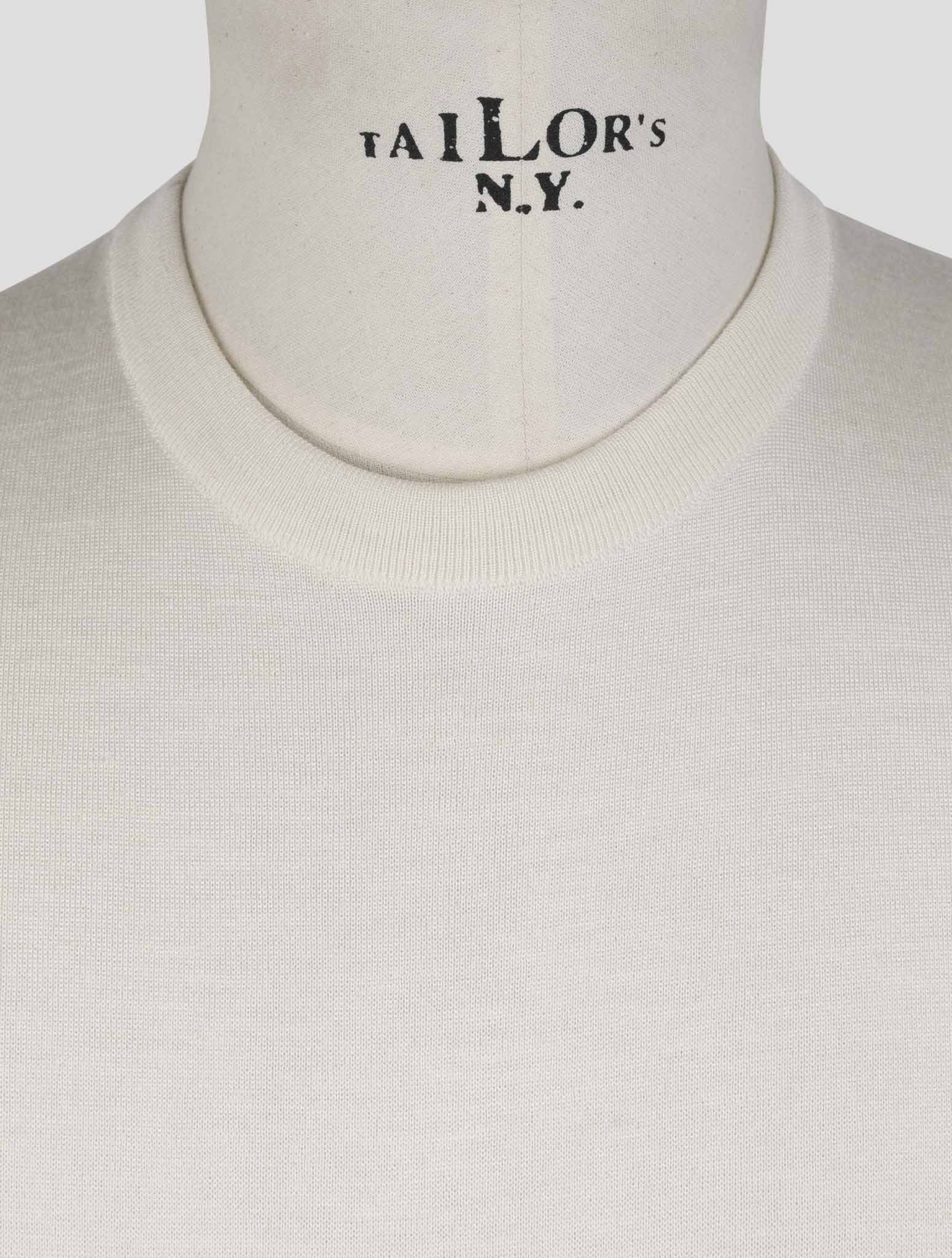 Kiton White Silk Cashmere Linen Sweater Crewneck