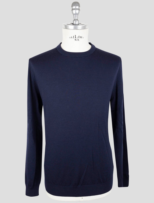 Kiton Blue Wool Sweater Crewneck