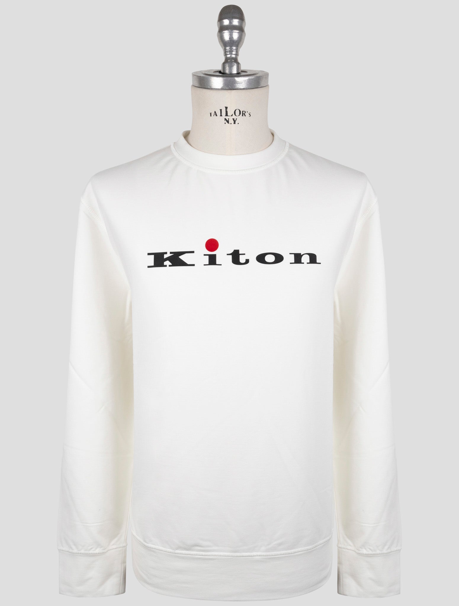 Kiton White Cotton Ea Sweater Crewneck