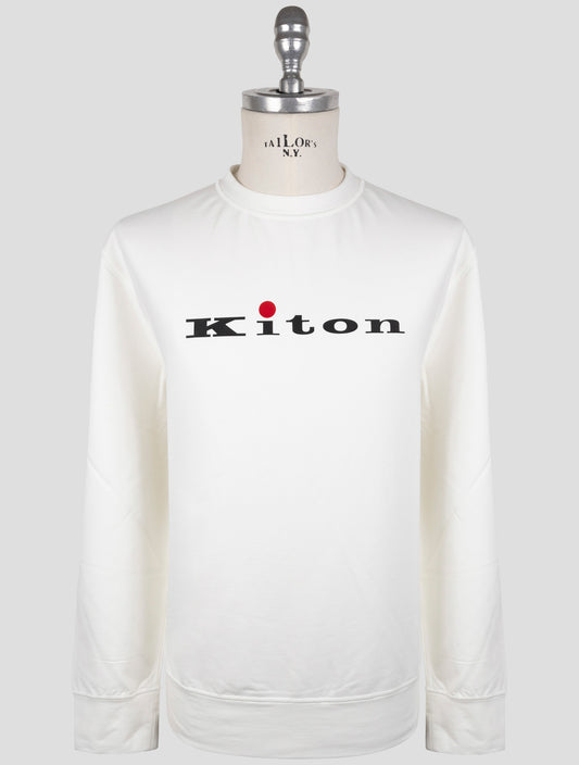 Kiton White Cotton Ea Sweater Crewneck