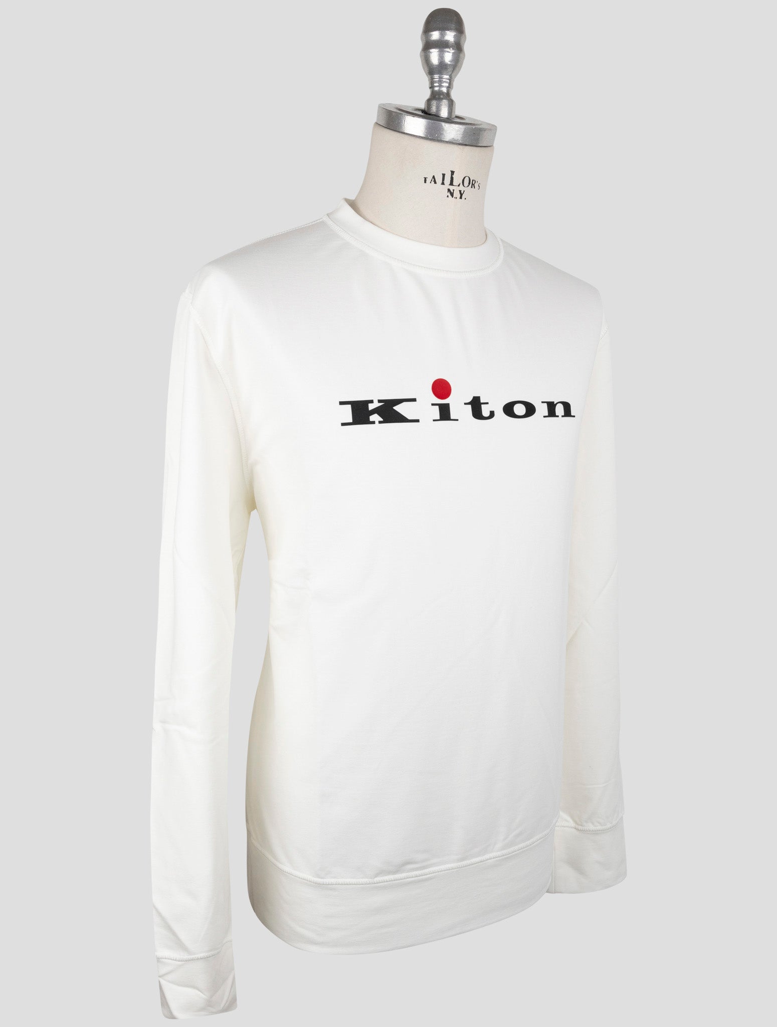 Kiton White Cotton Ea Sweater Crewneck