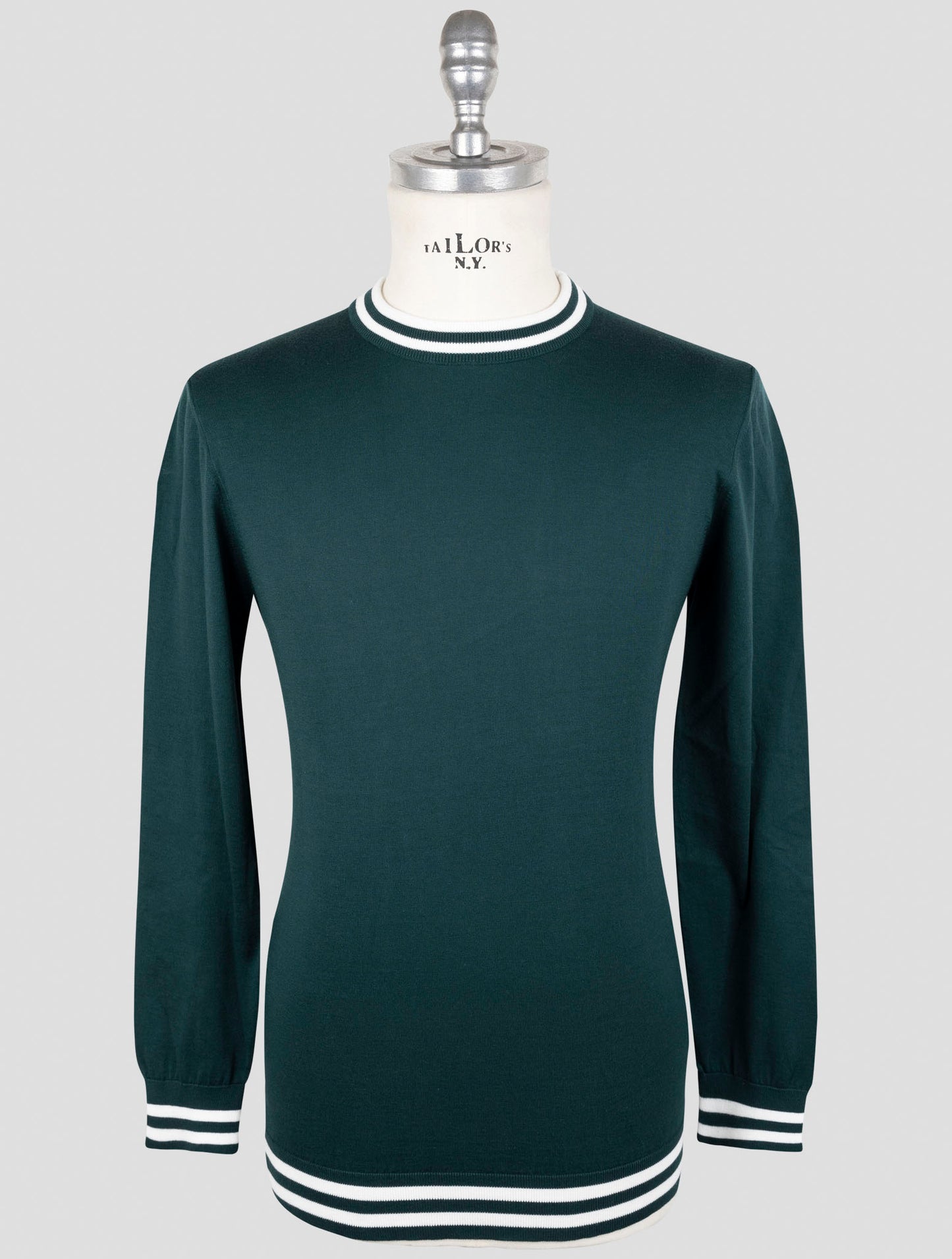 Kiton Green Cotton Sweater Crewneck