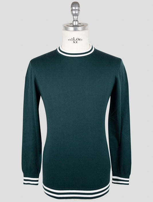 Kiton Green Cotton Sweater Crewneck