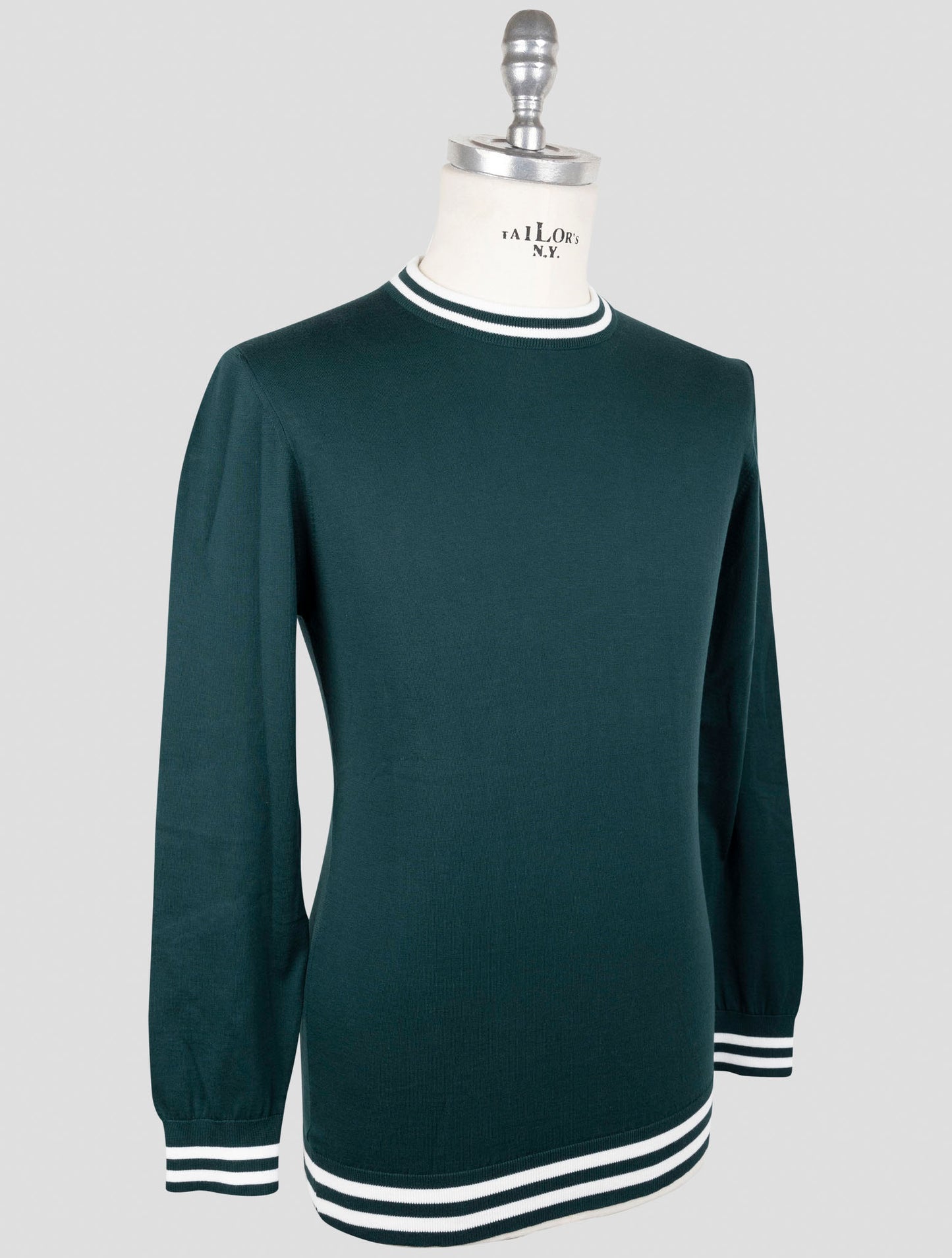 Kiton Green Cotton Sweater Crewneck