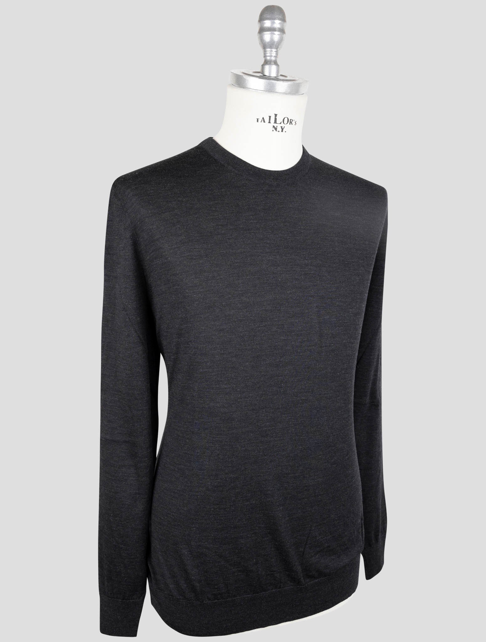 Kiton Black Wool 14 Micron Sweater Crewneck