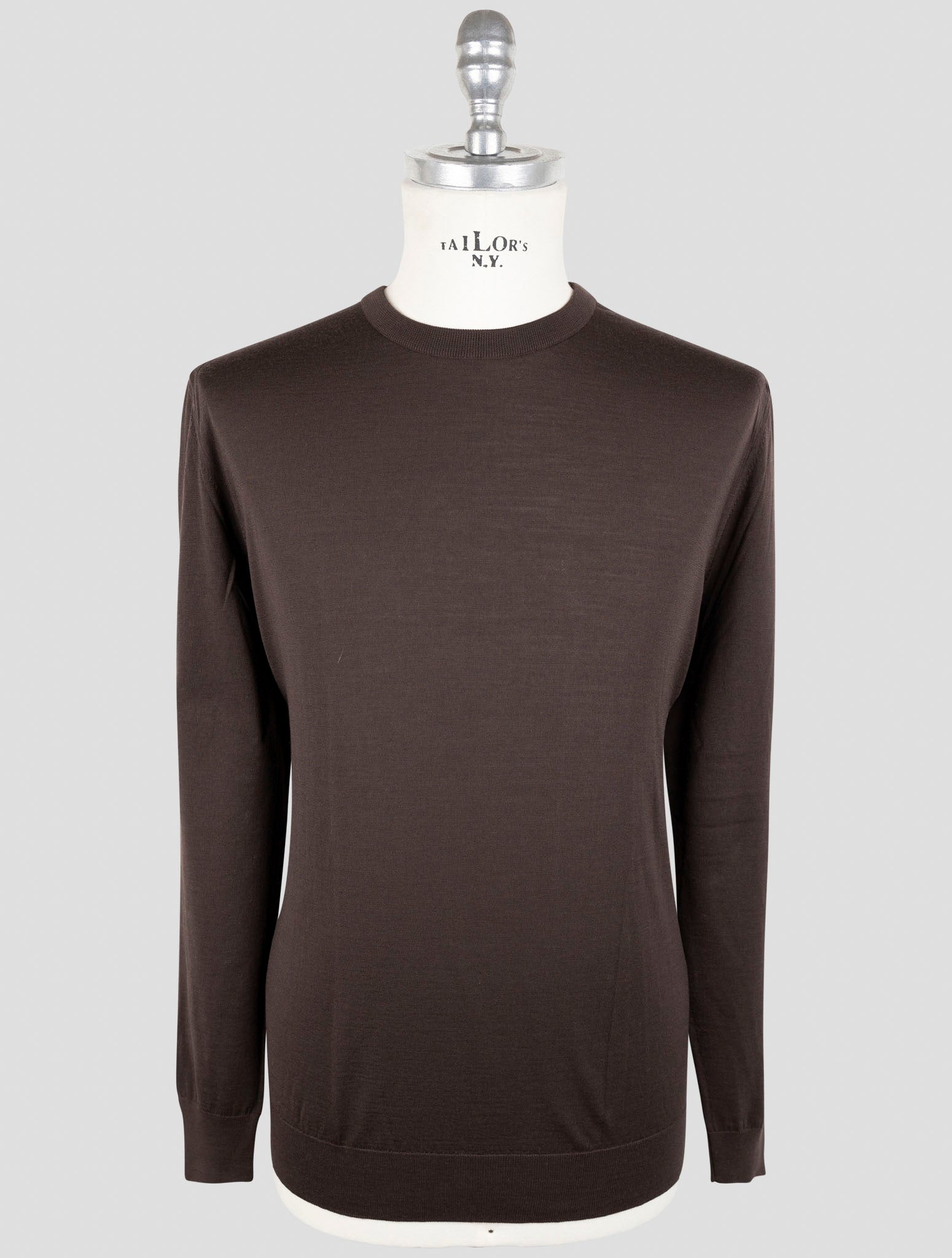 Kiton Brown Wool 14 Micron Sweater V-Neck