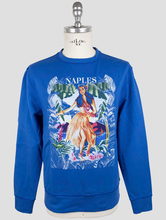 Kiton Blue Cotton Ea Sweater Crewneck