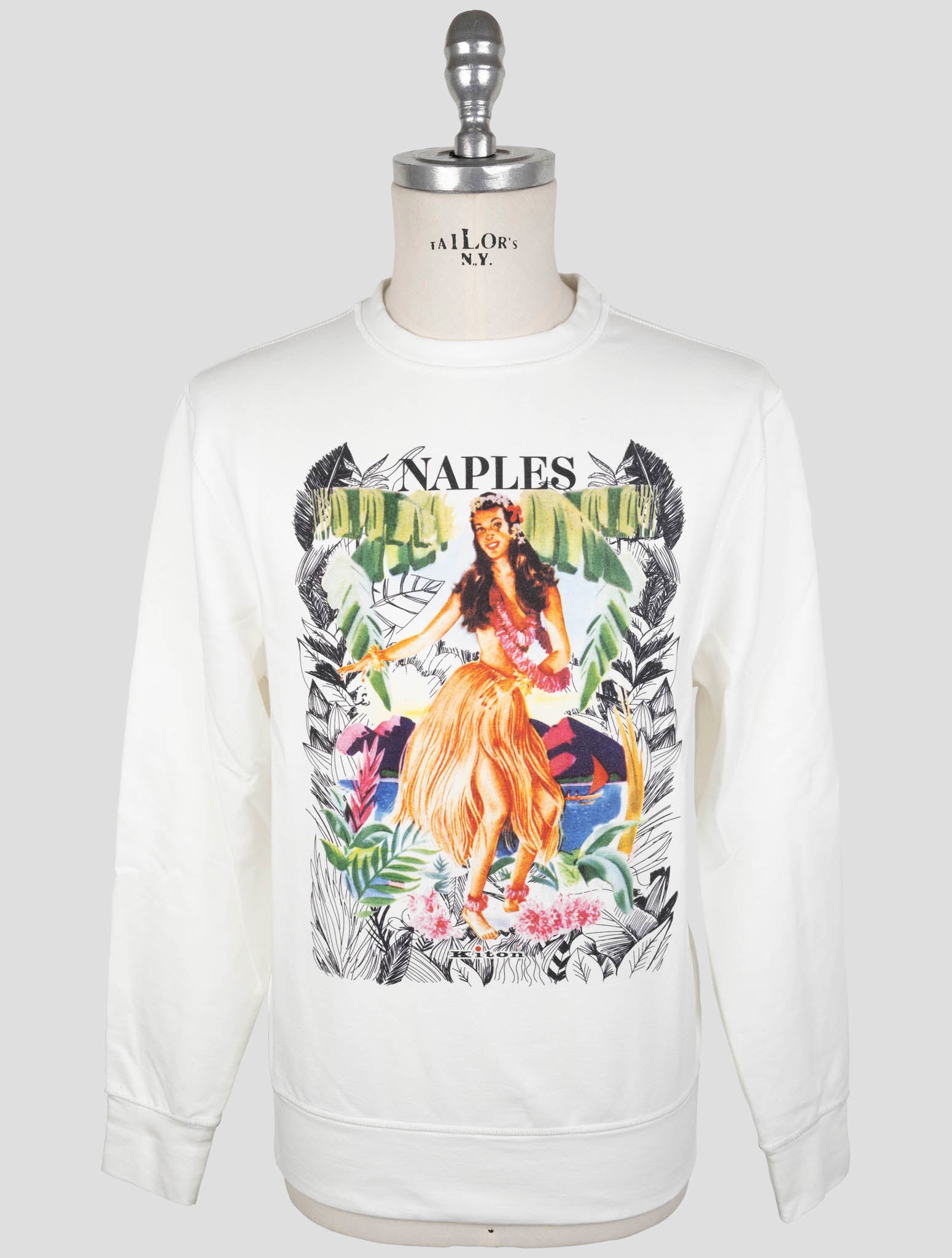 Kiton White Cotton Ea Sweater Crewneck