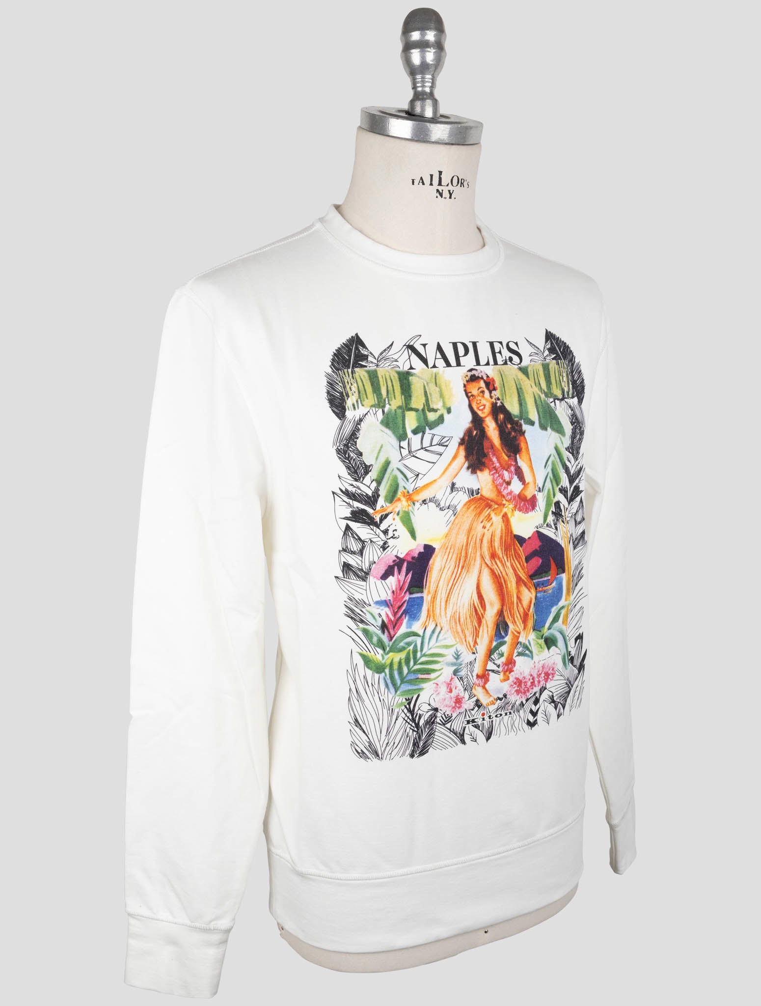 Kiton White Cotton Ea Sweater Crewneck