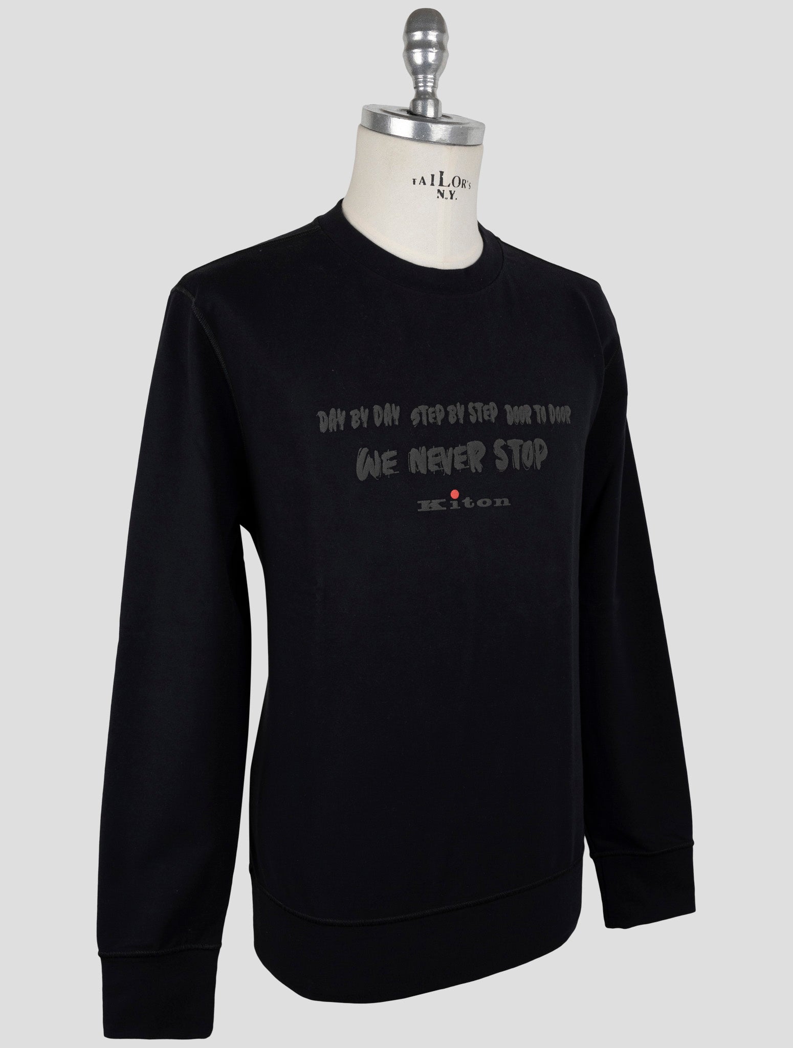 Kiton Black Cotton Ea Sweater Crewneck