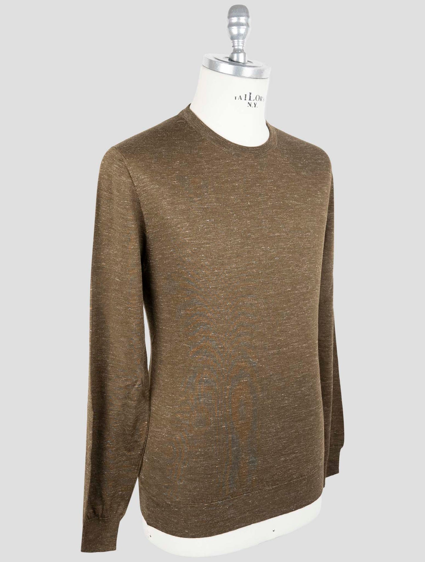 Kiton Brown Silk Cashmere Linen Sweater Crewneck