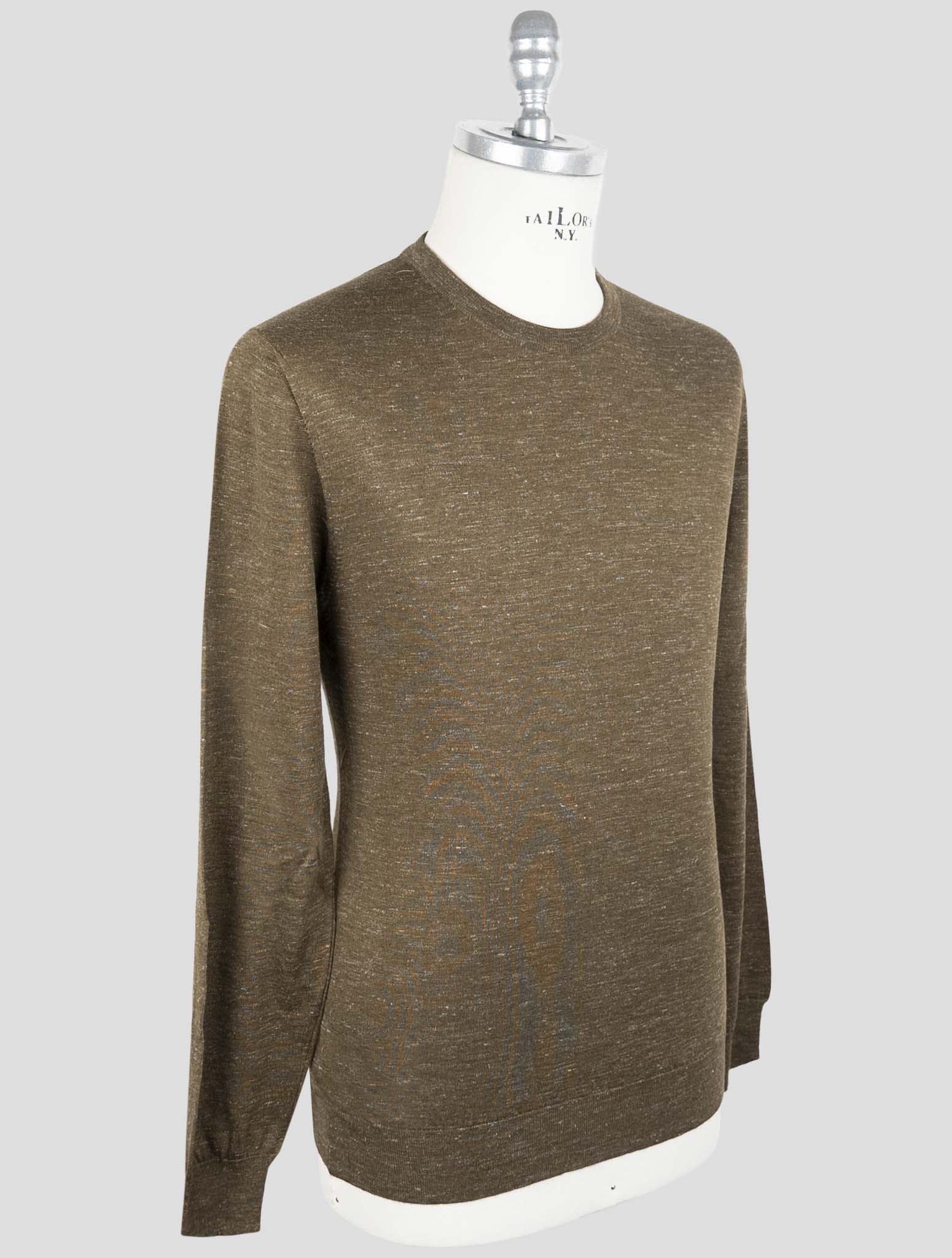 Kiton Brown Silk Cashmere Linen Sweater Crewneck