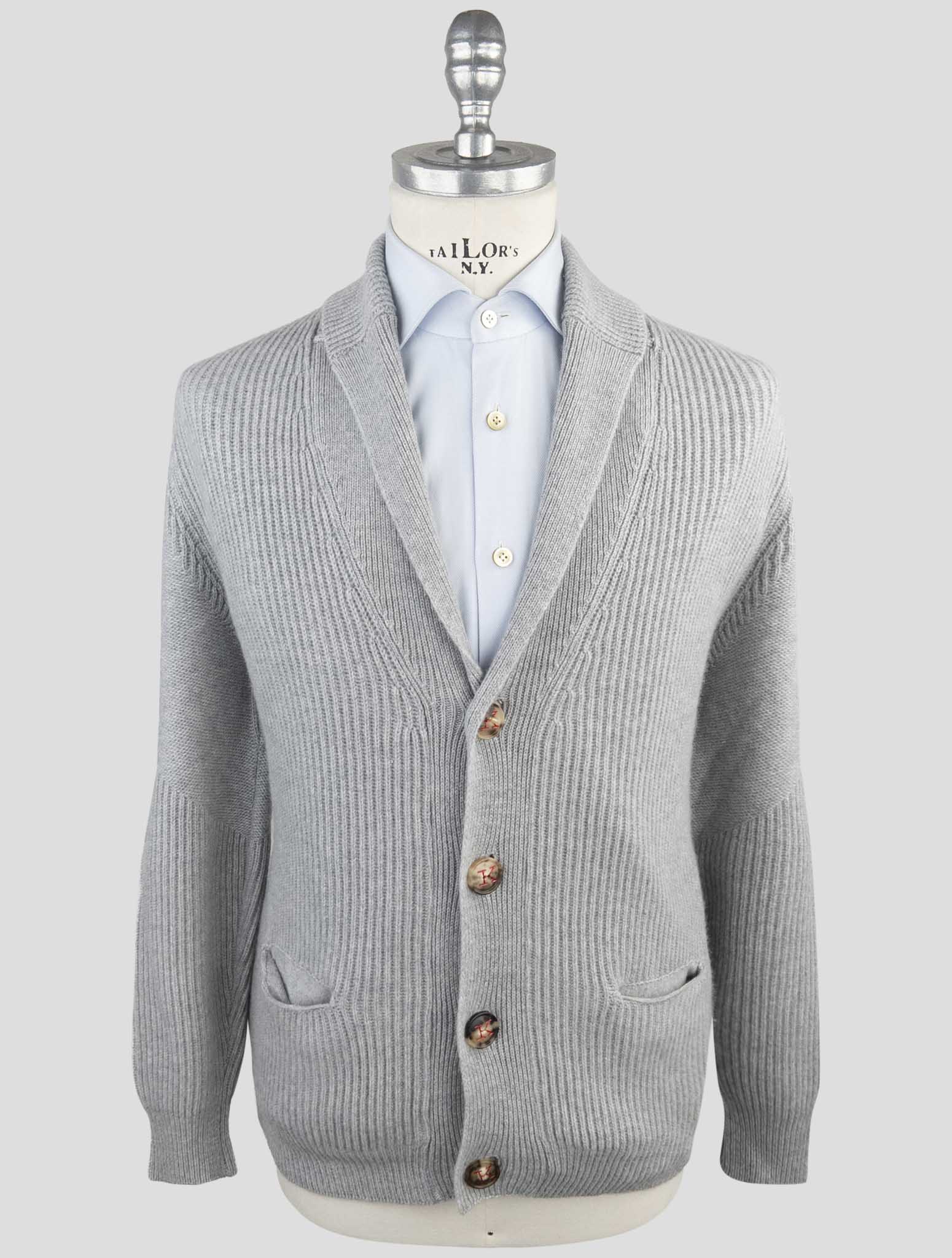 Kiton Gray Cashmere Sweater Cardigan