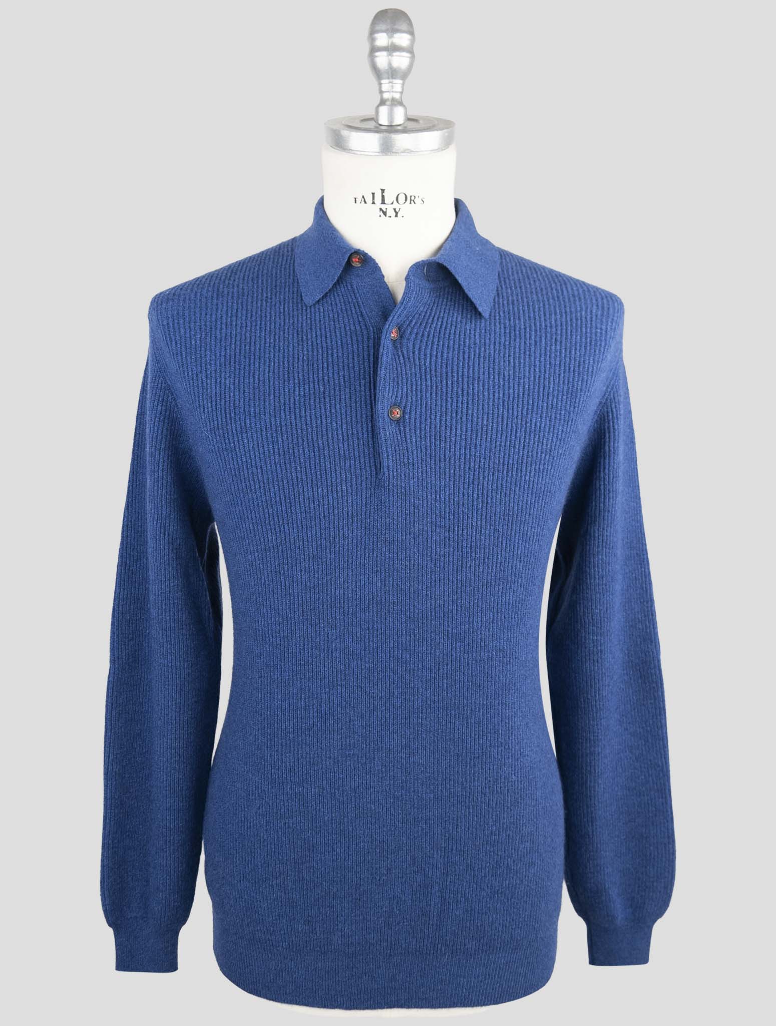 Kiton Blue Cashmere Sweater Polo
