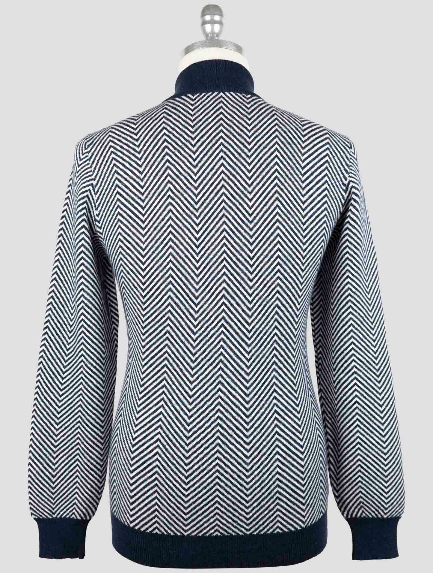 Kiton Blue White Cashmere Sweater Half Zip