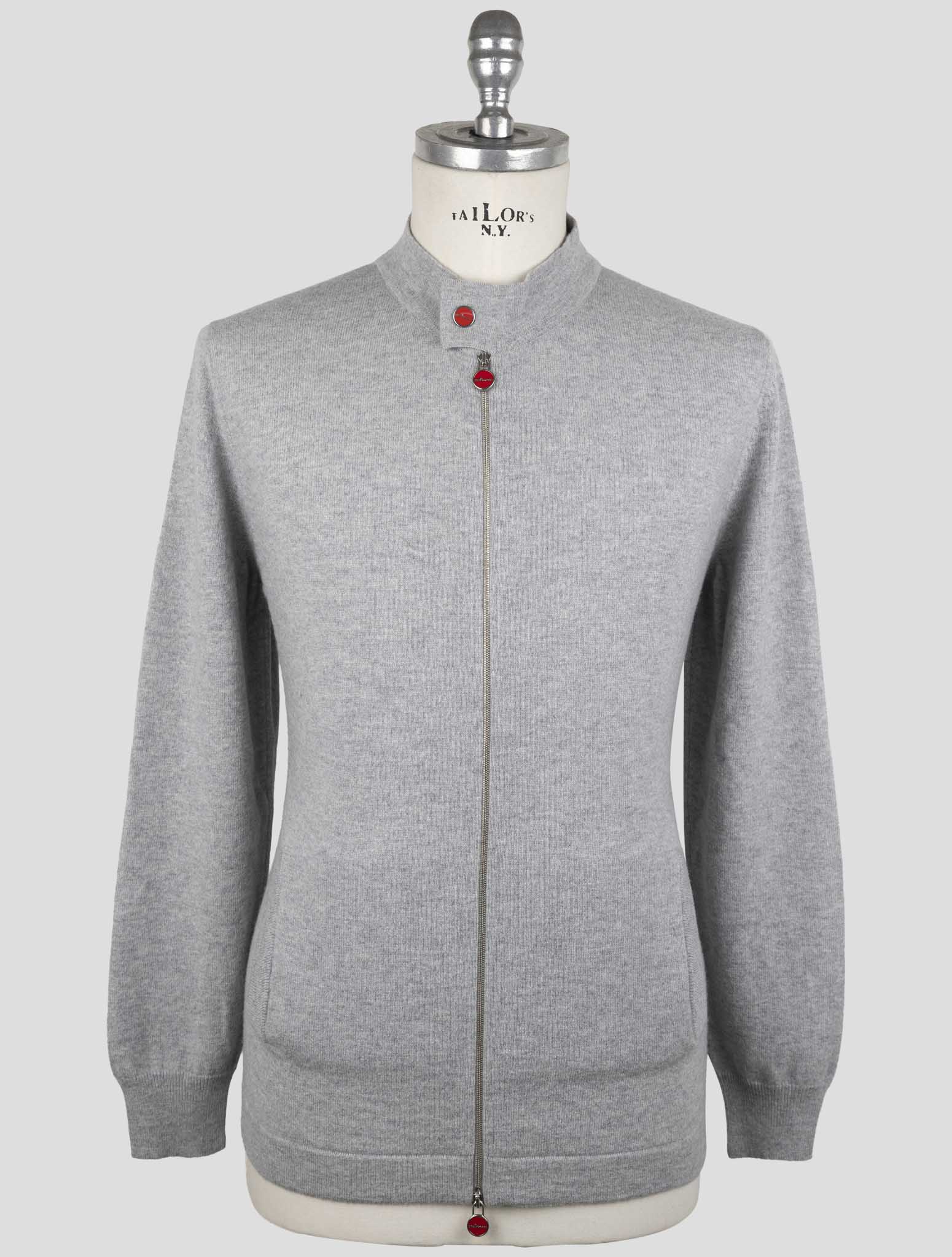 Kiton Gray Cashmere Sweater Full Zip