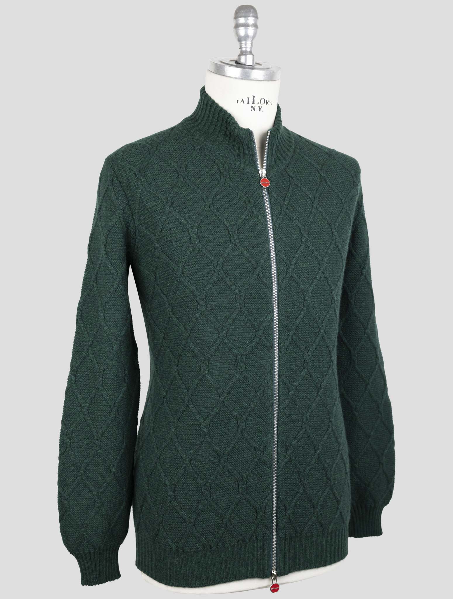 Kiton Green Cashmere Sweater Full Zip