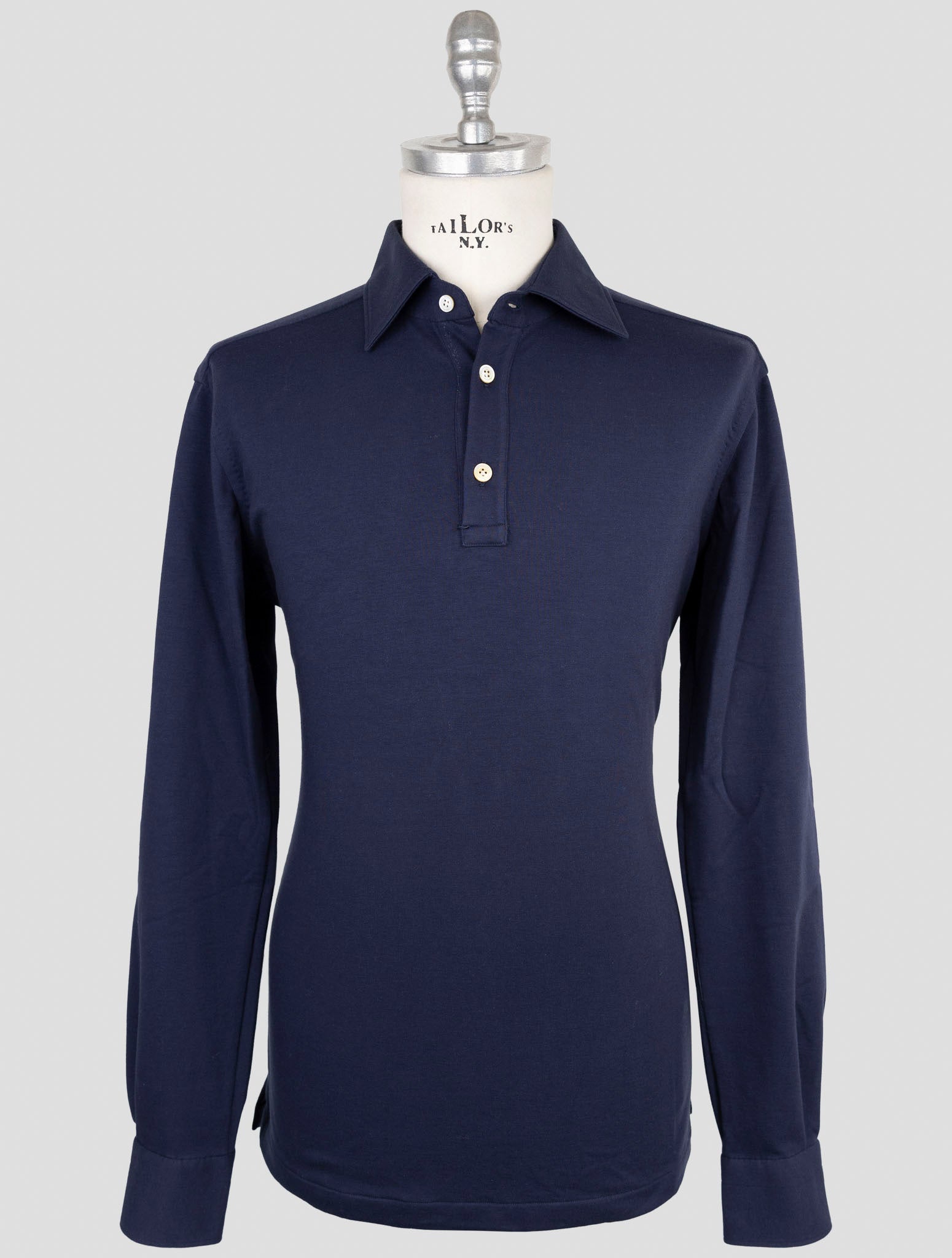 Kiton Blue Cotton Ea Sweater Polo